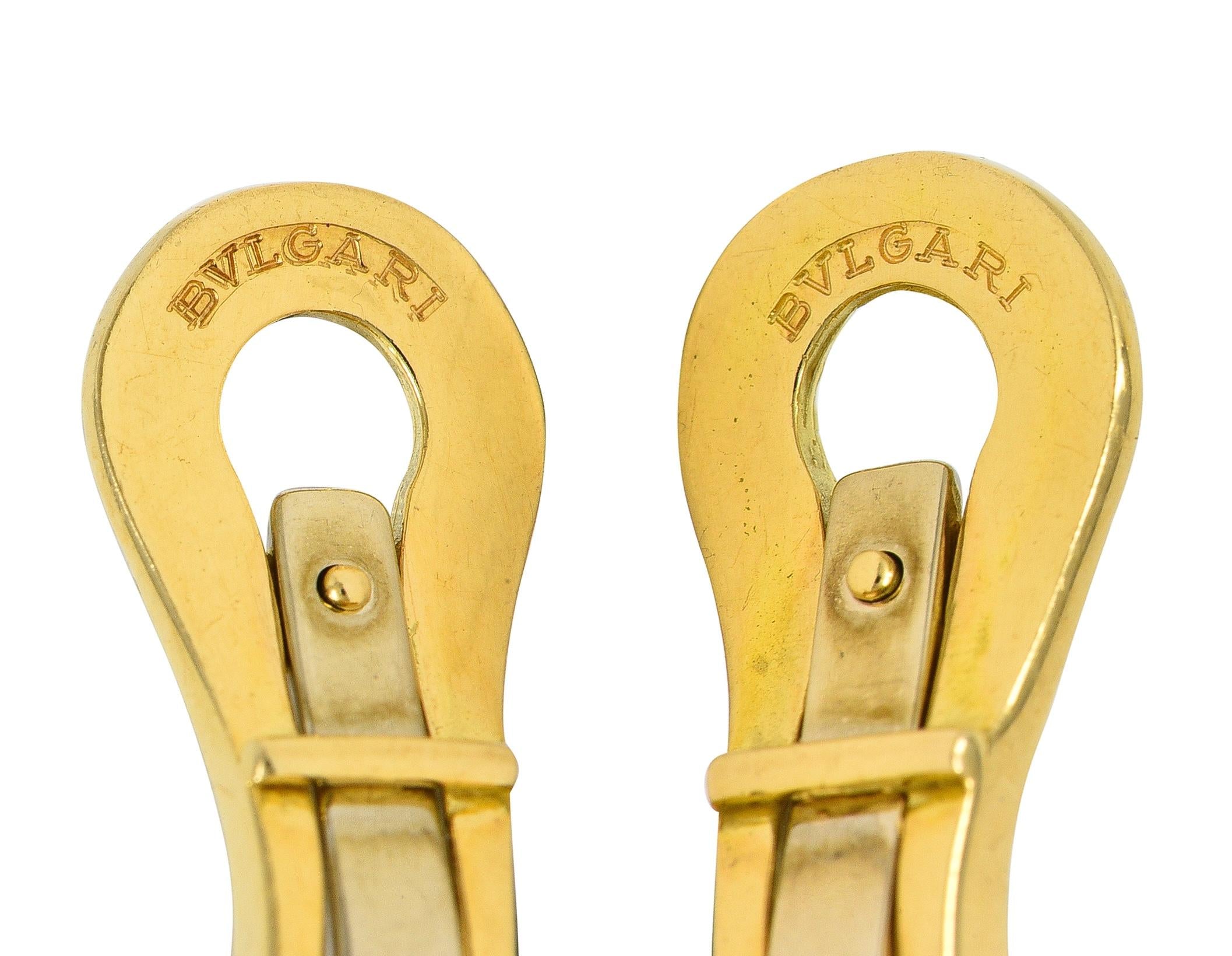 Bulgari 1980's 18K Gold Vintage Pyramid Roma Dome Ear-Clip Earrings