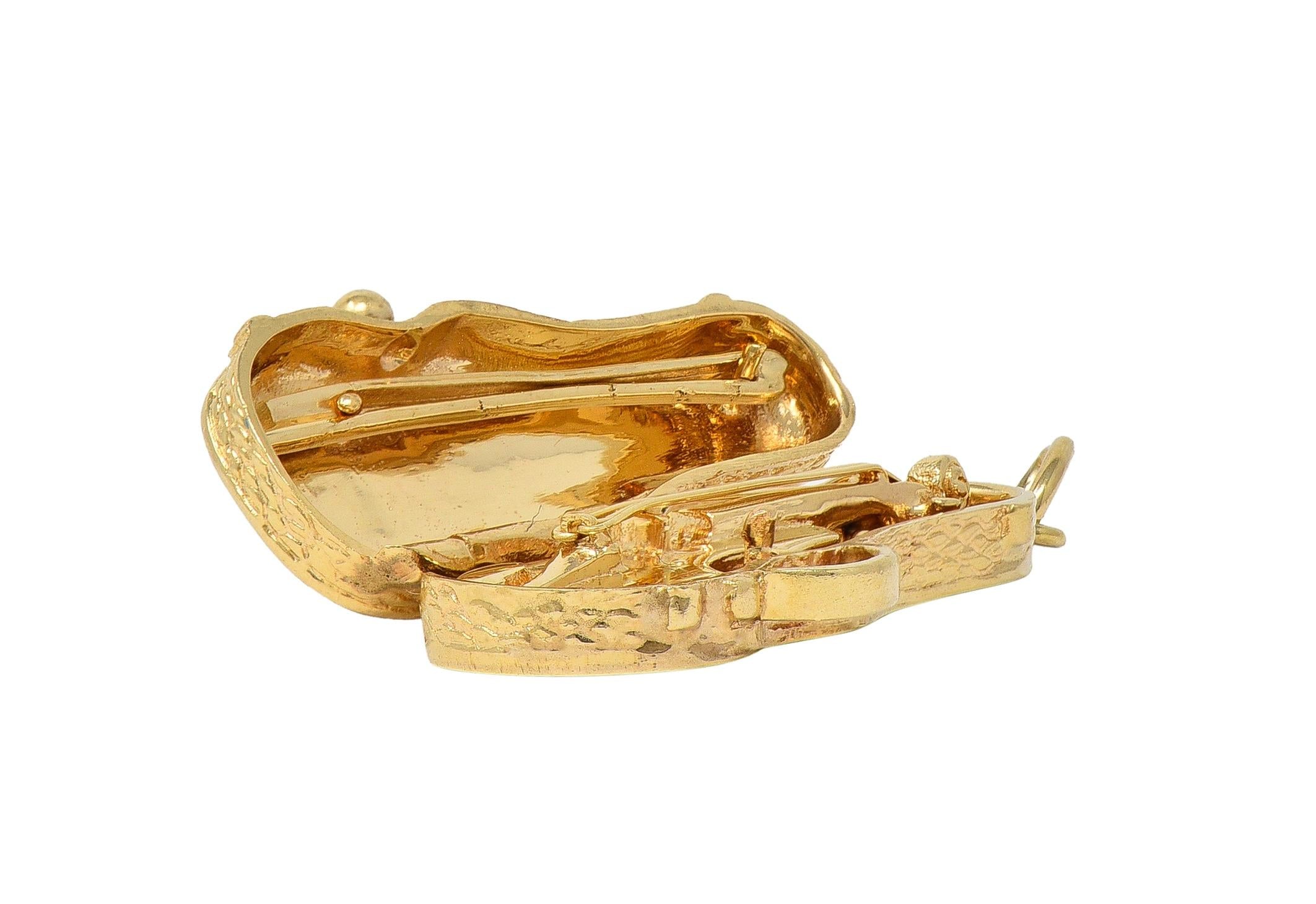 1960's 14 Karat Yellow Gold Vintage Violin In Case Pendant Charm