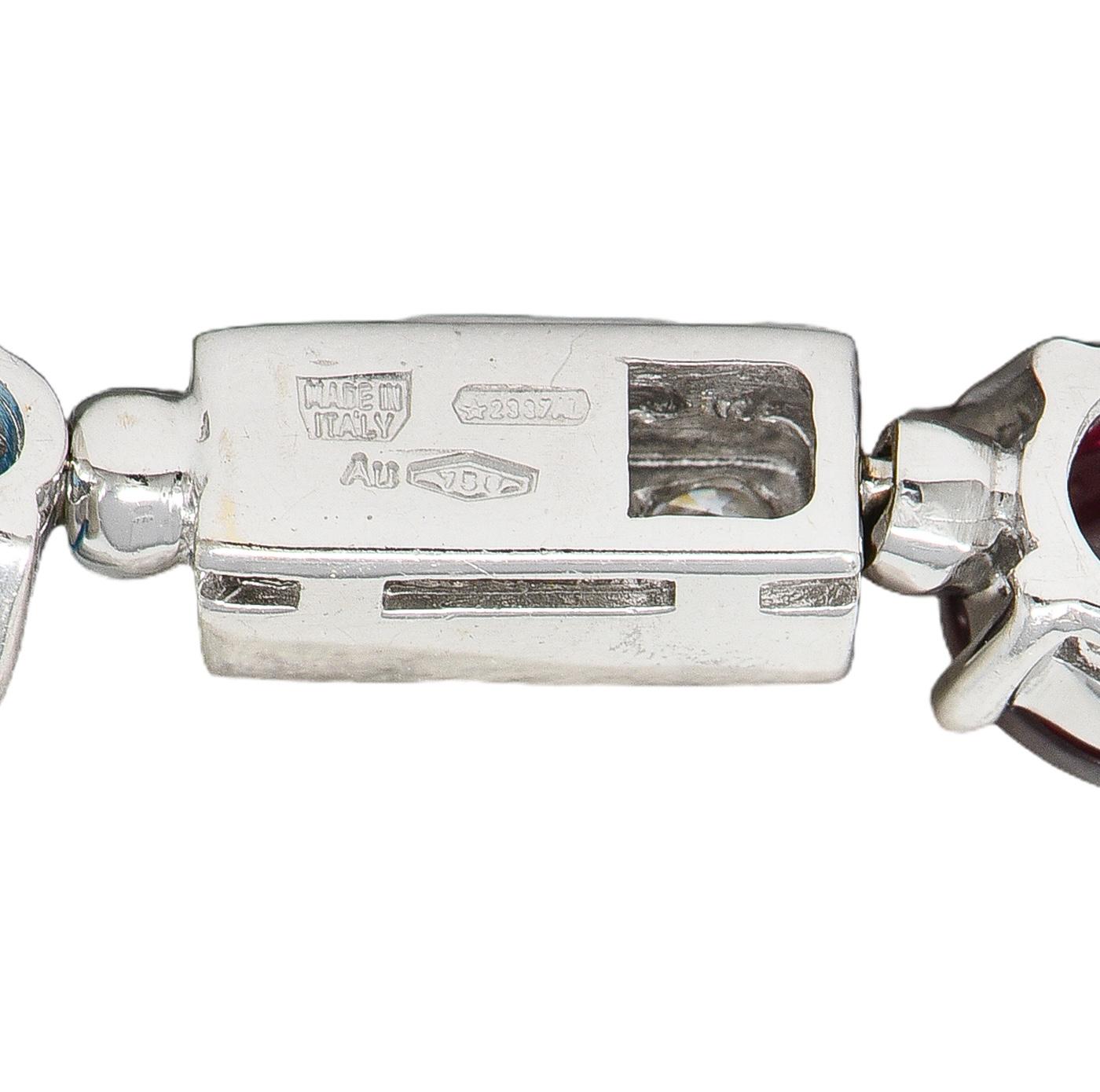 Bulgari 2000 Multi-Gem Diamond 18 Karat White Gold Allegra Drop Station Necklace