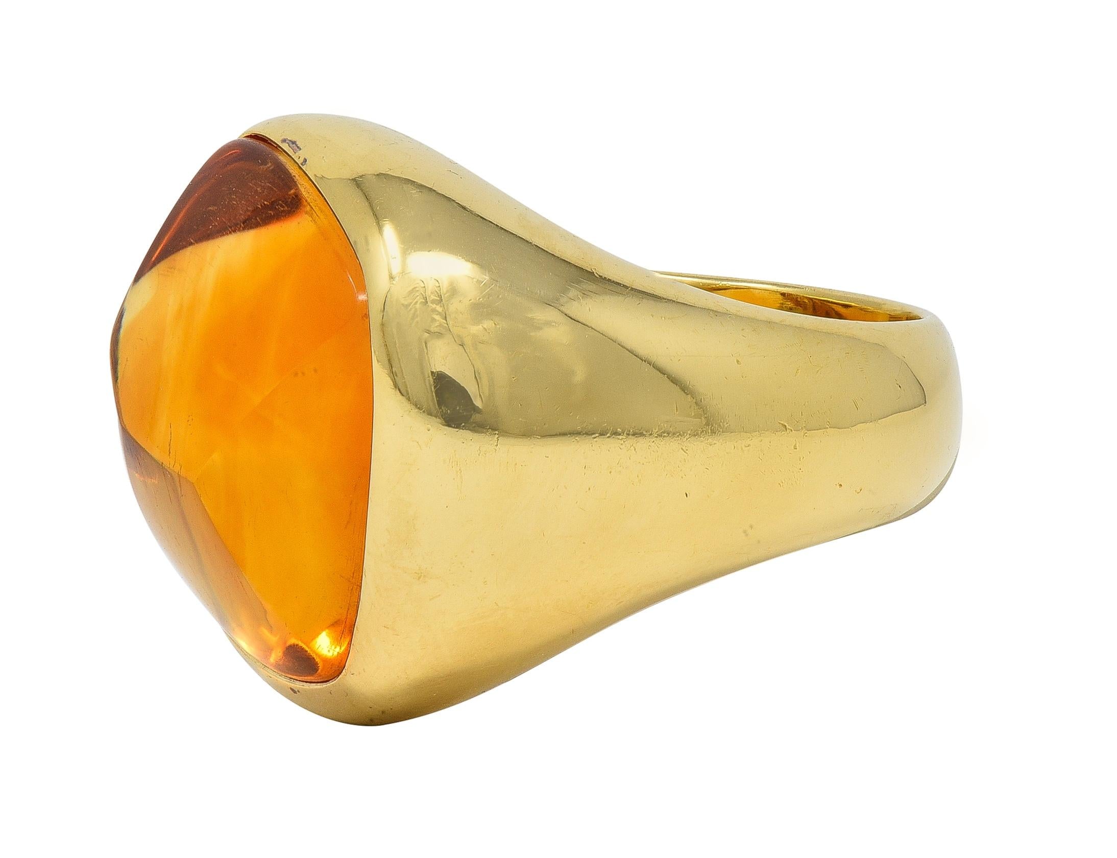 Pomellato Citrine Cabochon 18 Karat Yellow Gold Vintage Goccia Statement Ring