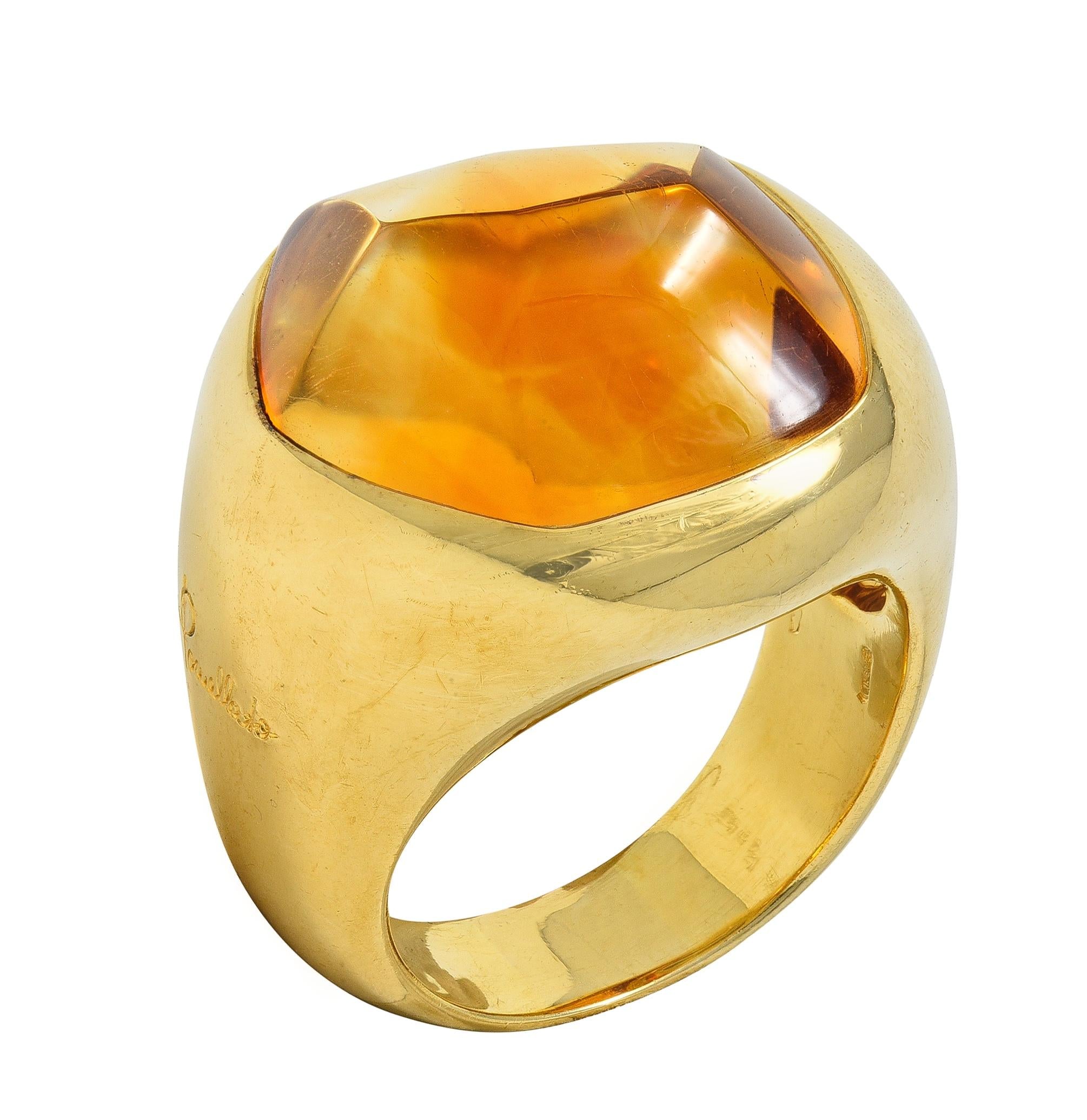Pomellato Citrine Cabochon 18 Karat Yellow Gold Vintage Goccia Statement Ring
