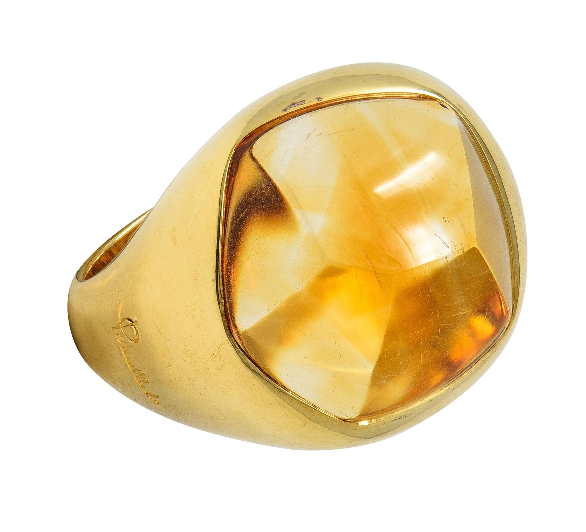 Pomellato Citrine Cabochon 18 Karat Yellow Gold Vintage Goccia Statement Ring