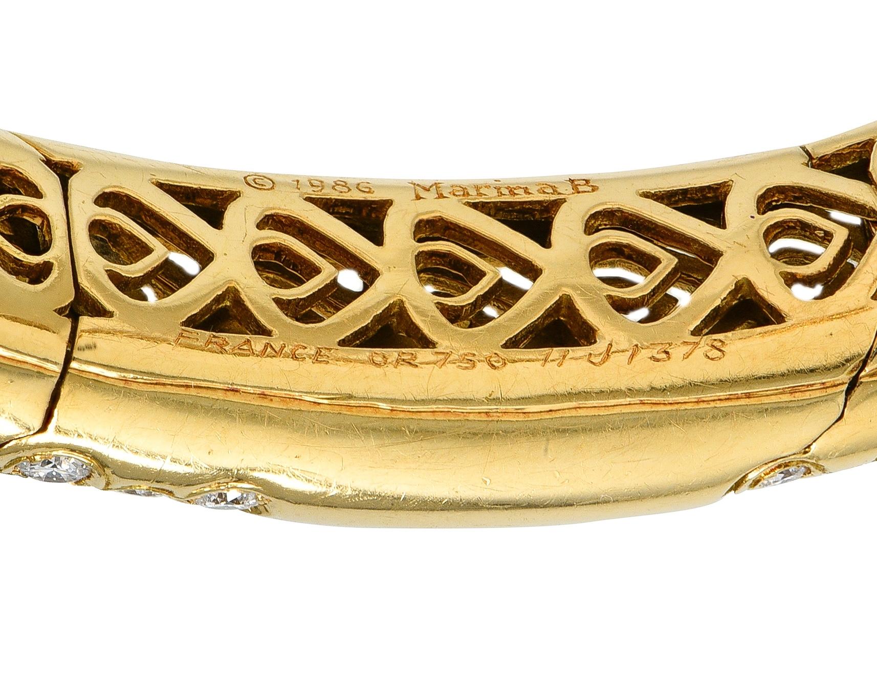 Marina B. 1986 French 7.44 CTW Diamond 18K Gold Vintage Écume Choker Neklace