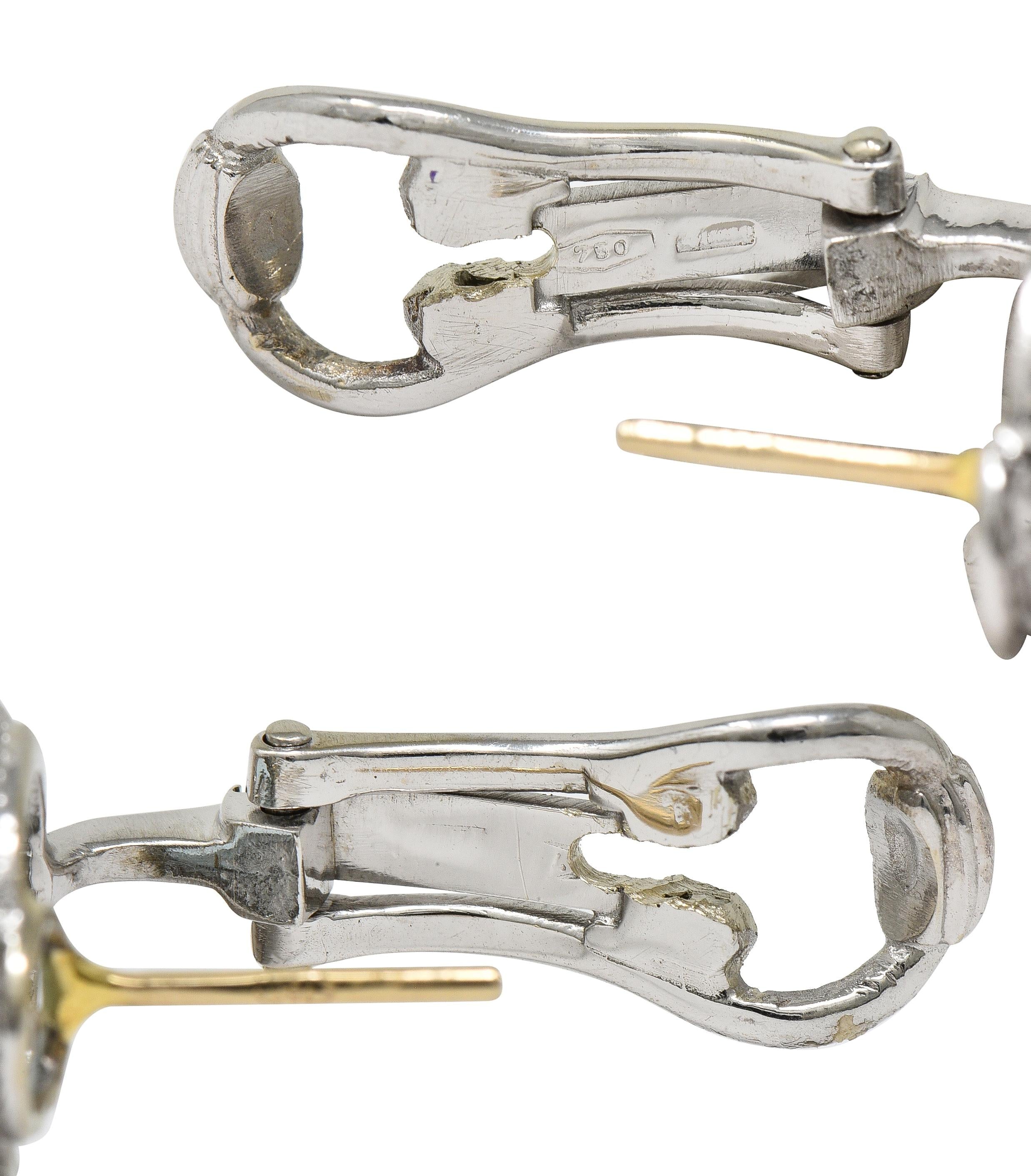 Contemporary Aquamarine Diamond 10.00 CTW 18 Karat Two-Tone Gold Halo Earrings