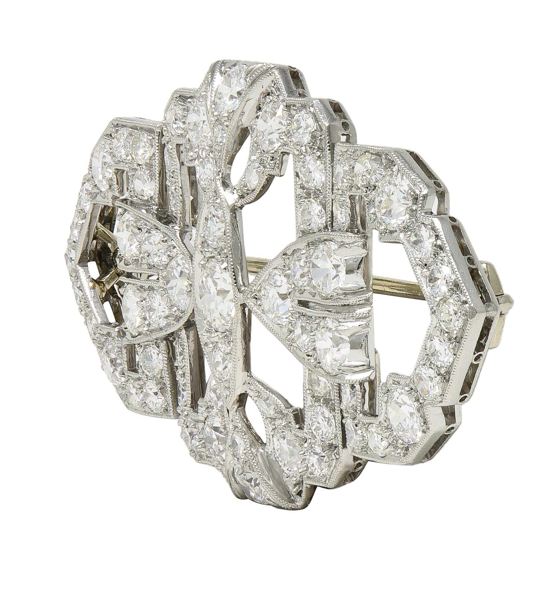 Maurice Tishman Art Deco 4.73 CTW Diamond Platinum Vintage Geometric Bar Brooch
