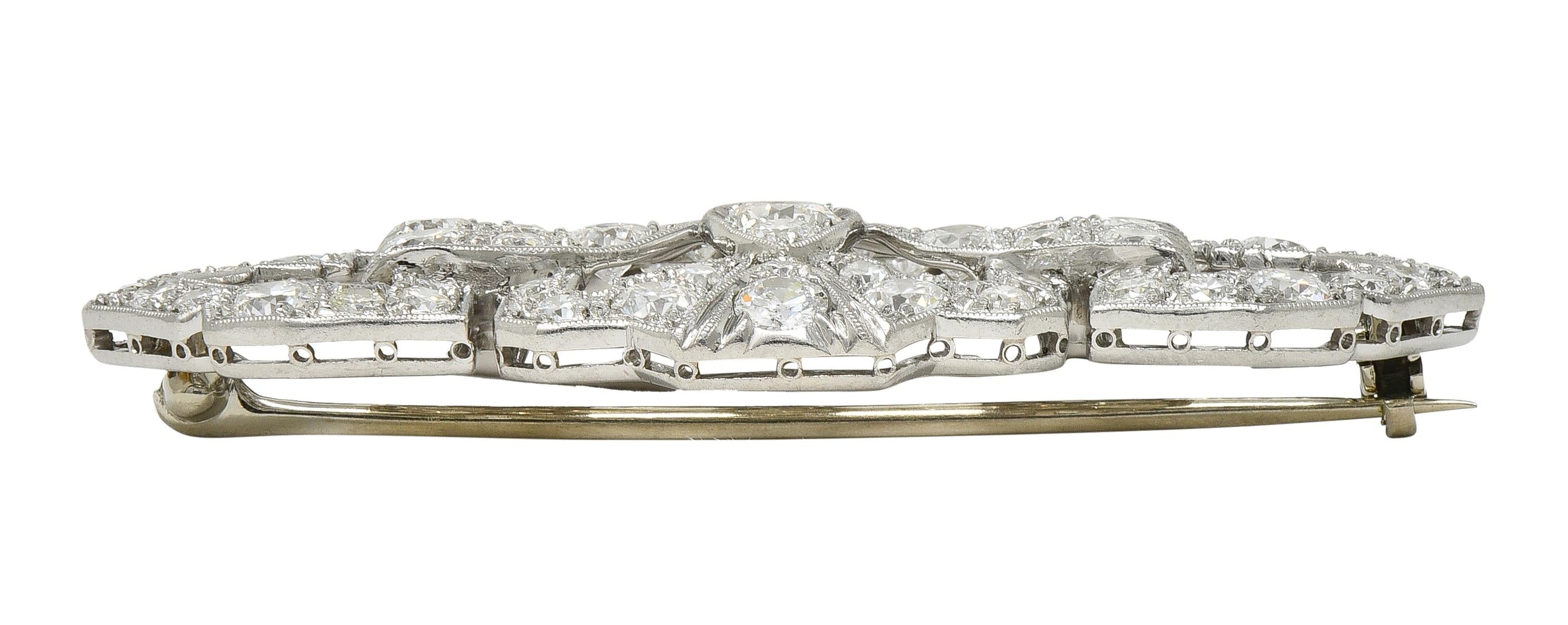 Maurice Tishman Art Deco 4.73 CTW Diamond Platinum Vintage Geometric Bar Brooch