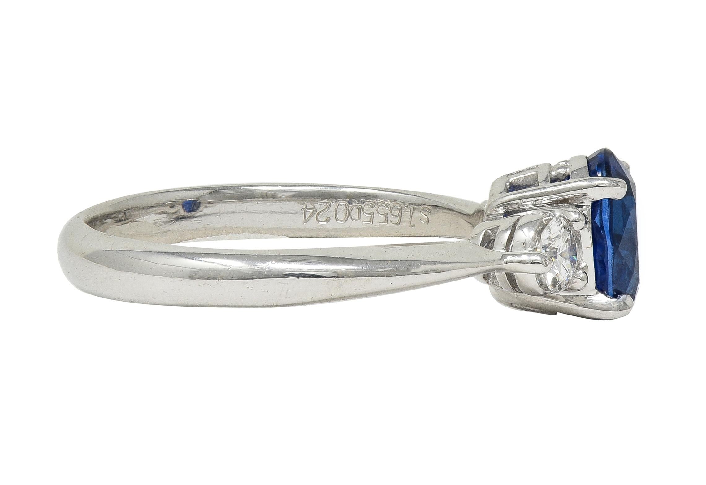 Contemporary 1.89 CTW Sapphire Diamond Platinum Three Stone Ring