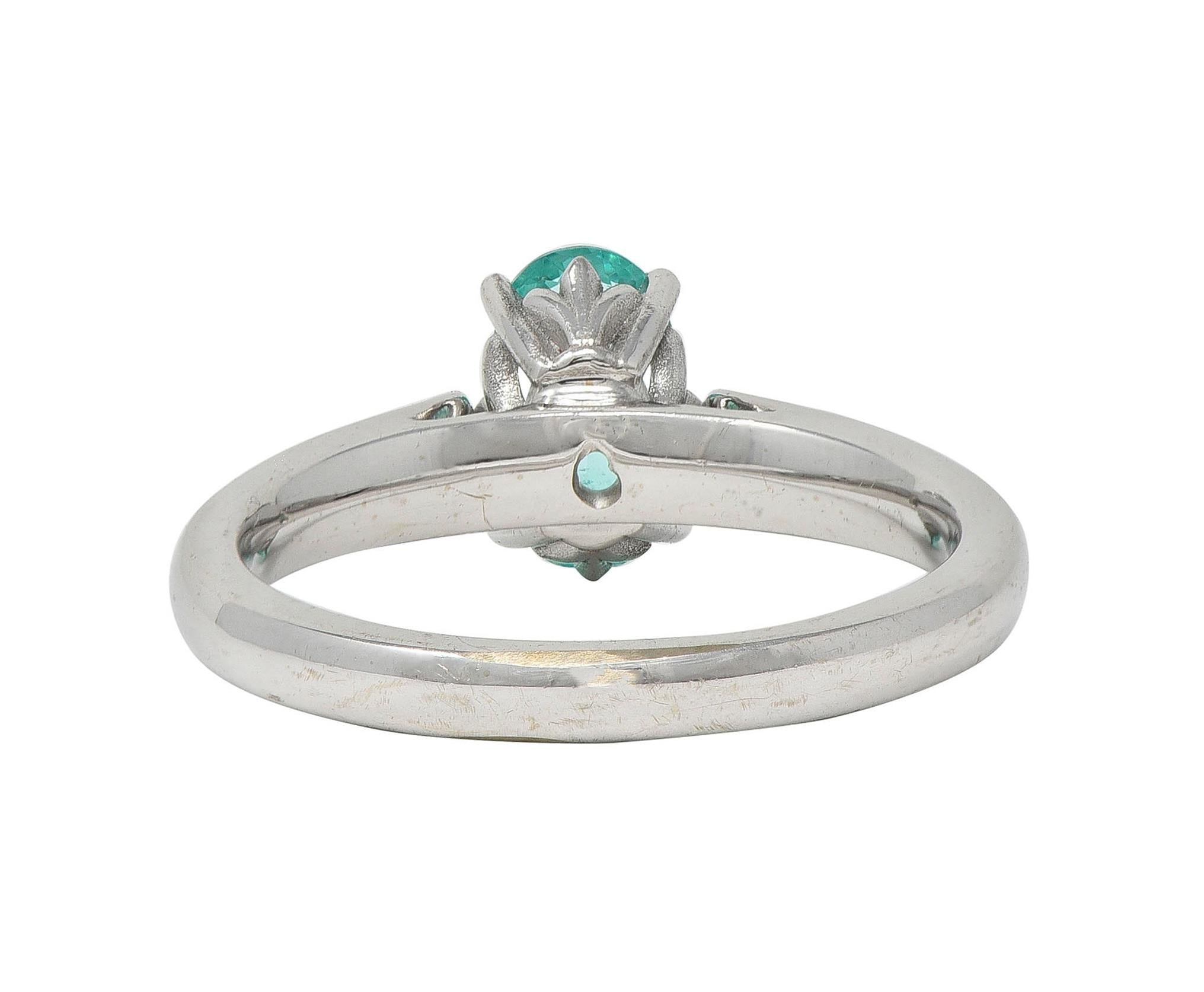 Paraiba Tourmaline 18 Karat White Gold Solitaire Gemstone Ring GIA