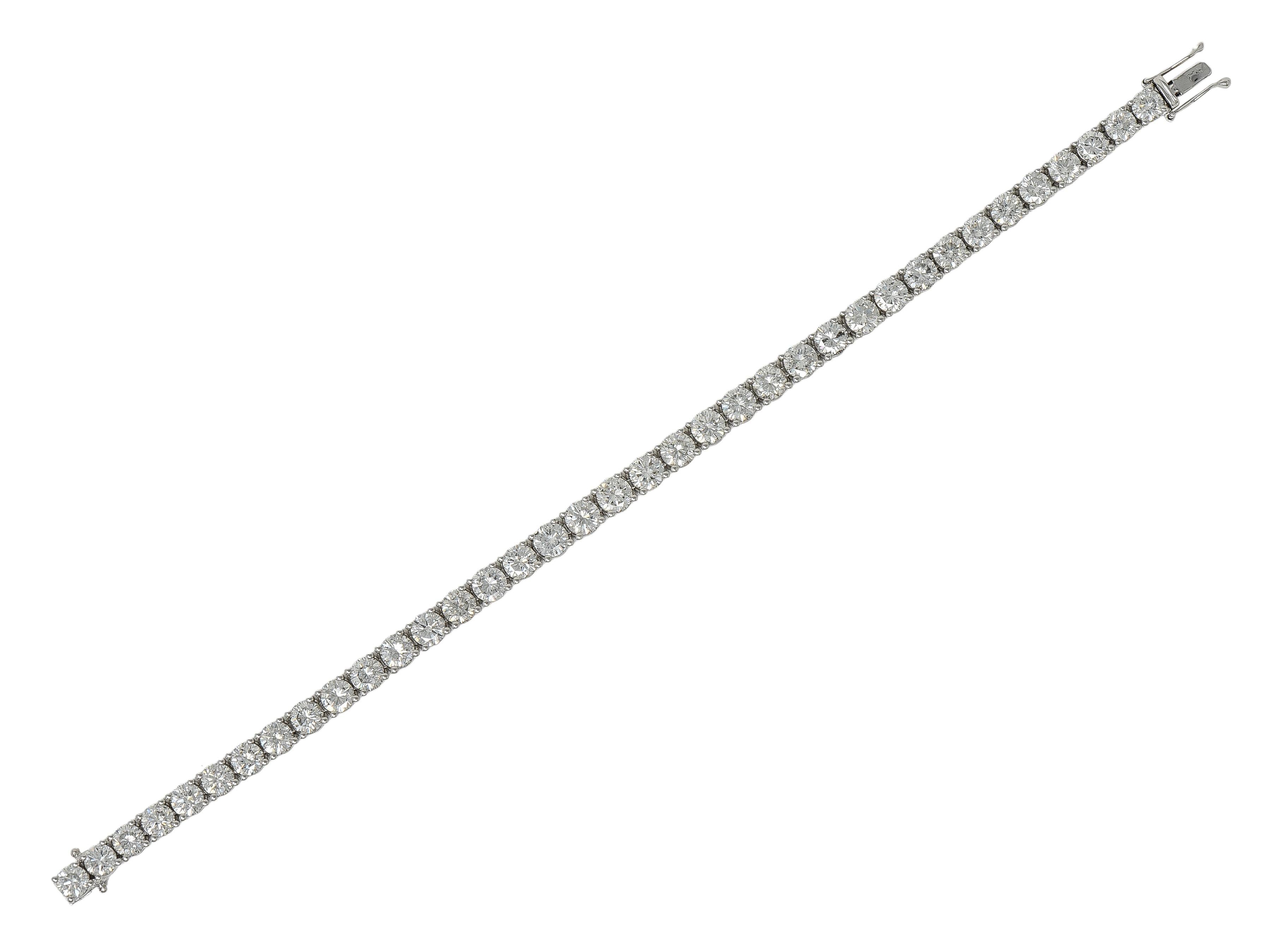 Contemporary 12.37 CTW Round Brilliant Diamond Platinum Tennis Line Bracelet
