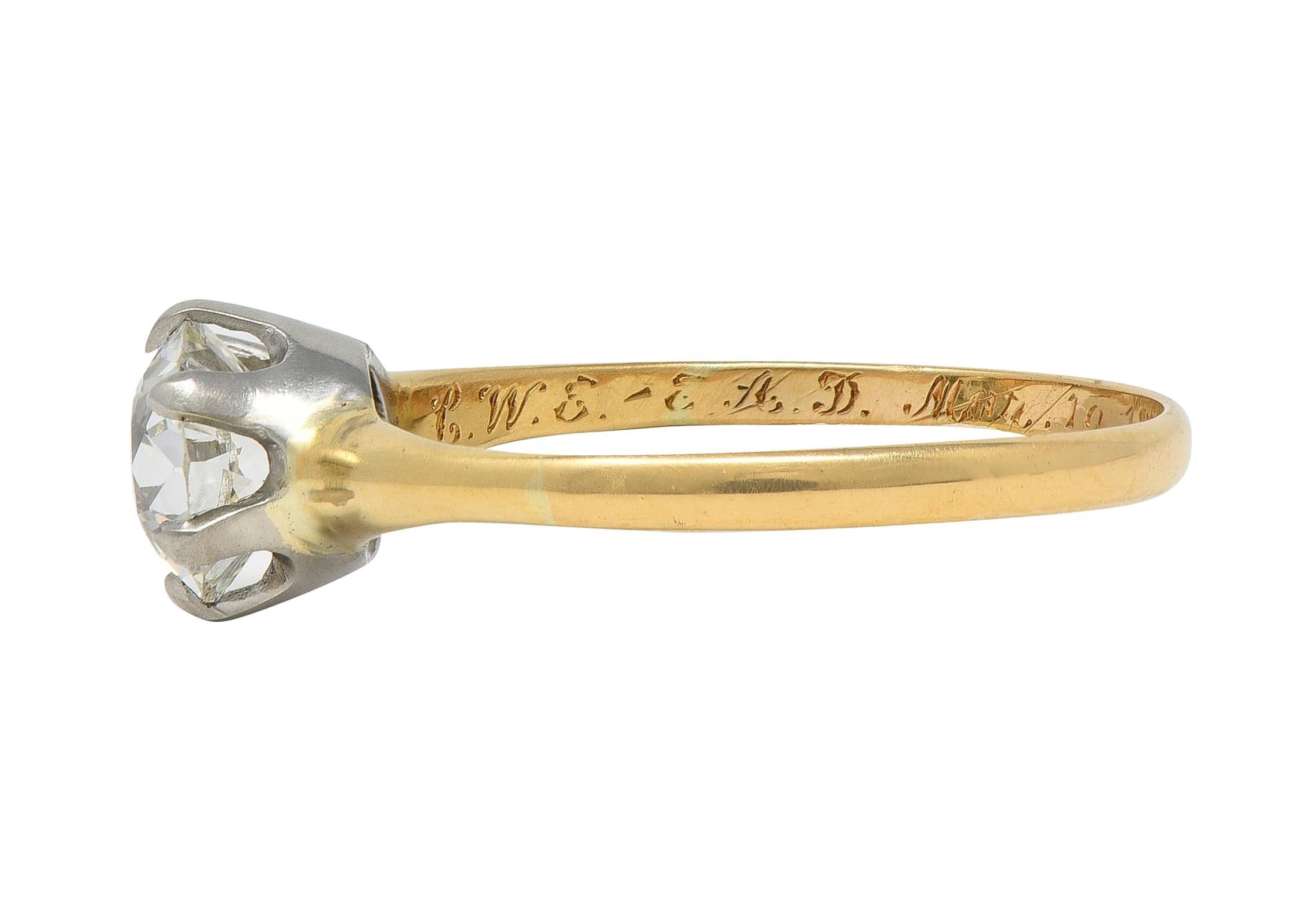 1905 1.22 CTW Diamond Platinum 14K Gold Antique Solitaire Engagement Ring