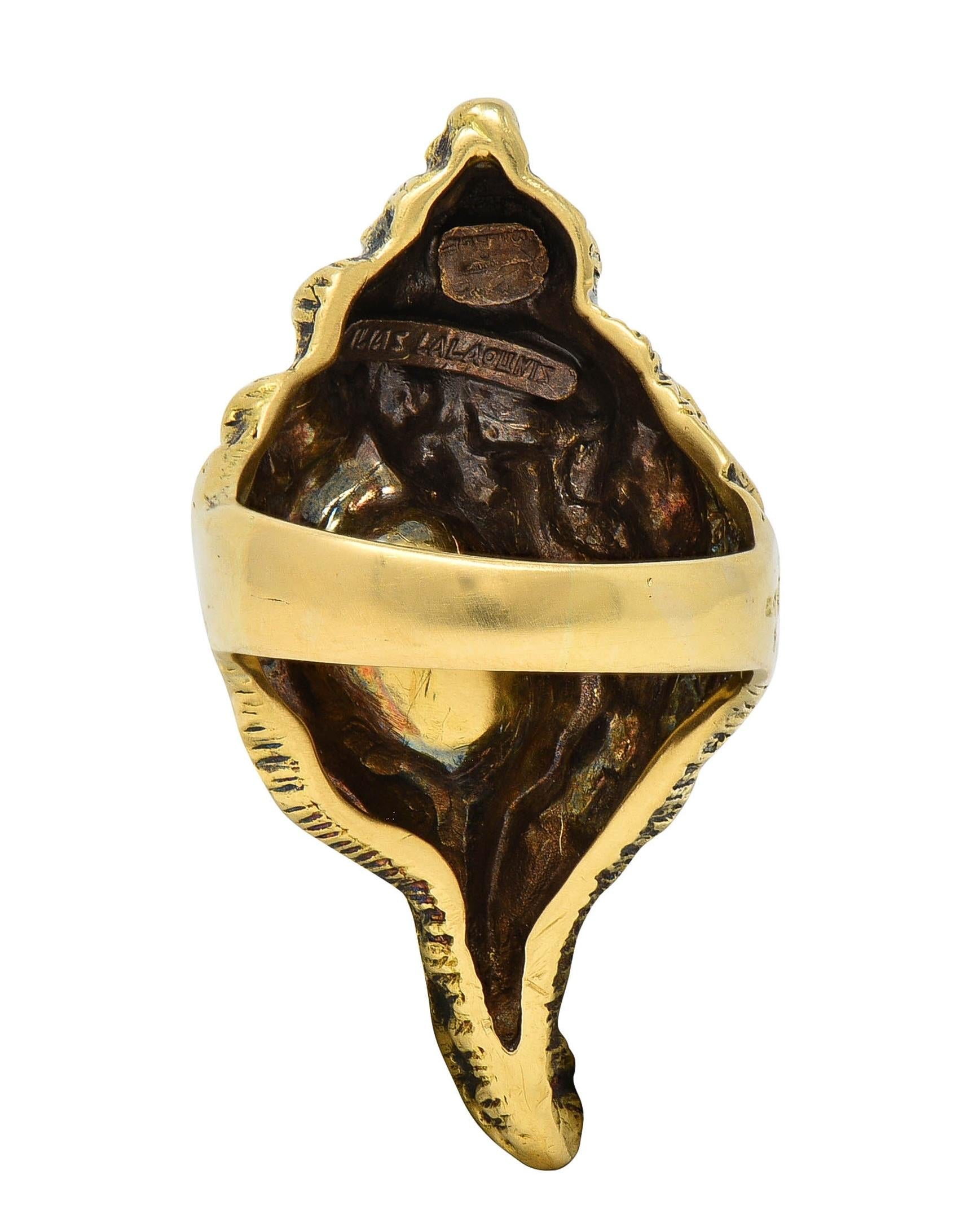 Ilias LaLaounis 1970's 18 Karat Yellow Gold Vintage Conch Seashell Ring
