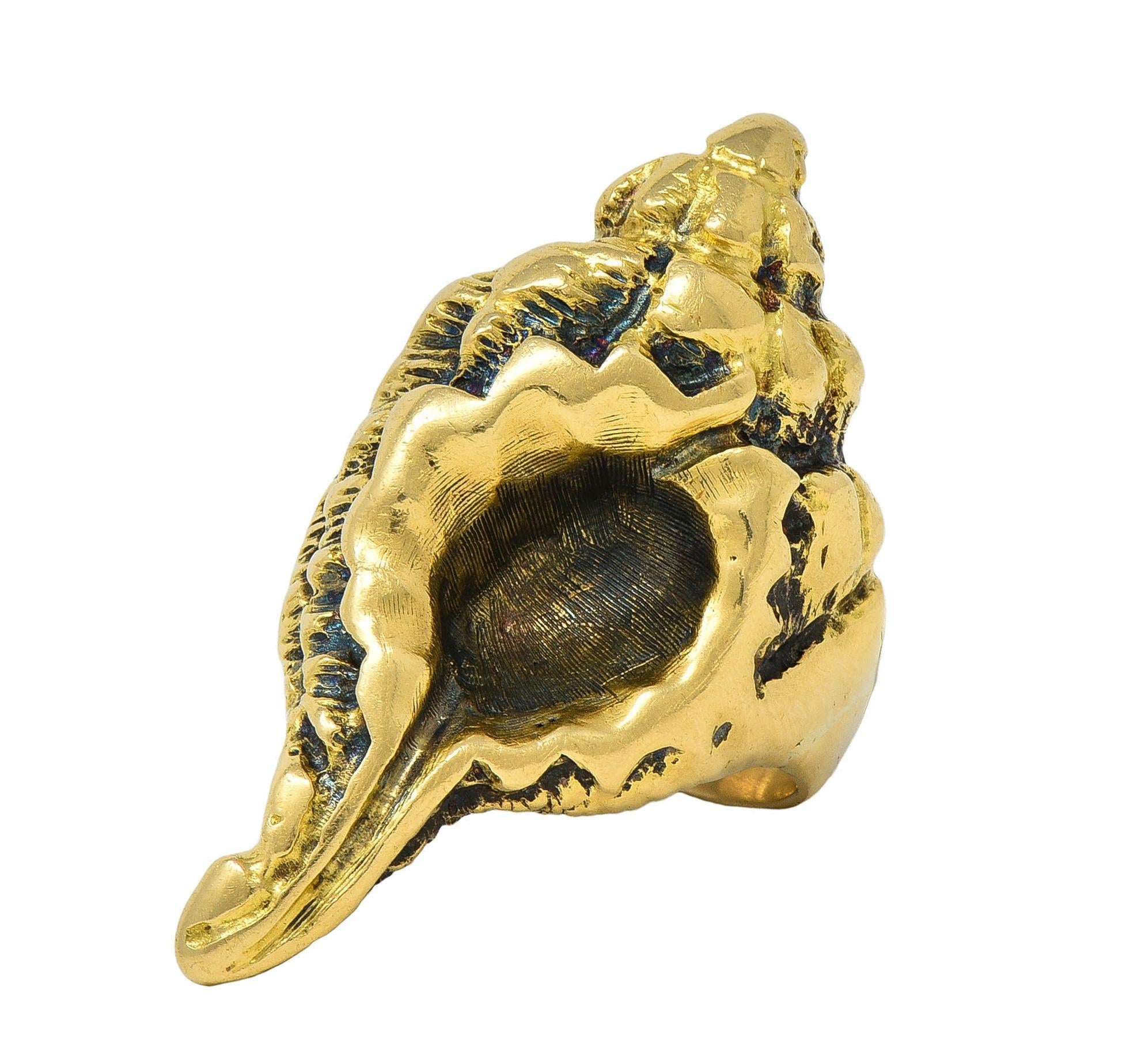 Ilias LaLaounis 1970's 18 Karat Yellow Gold Vintage Conch Seashell Ring