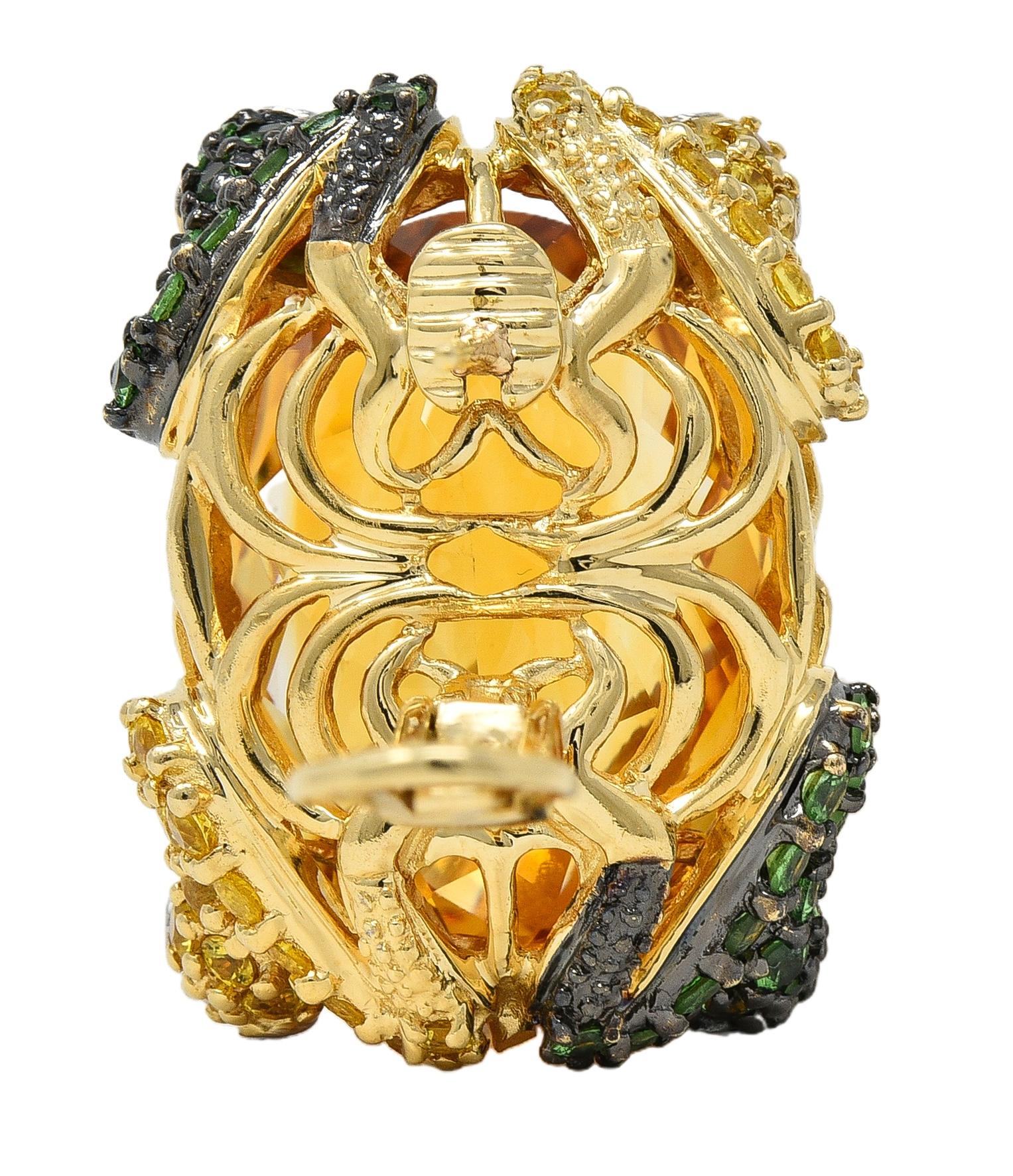 Contemporary 40.24 CTW Citrine Multi-Gems 14K Gold Snake Earrings
