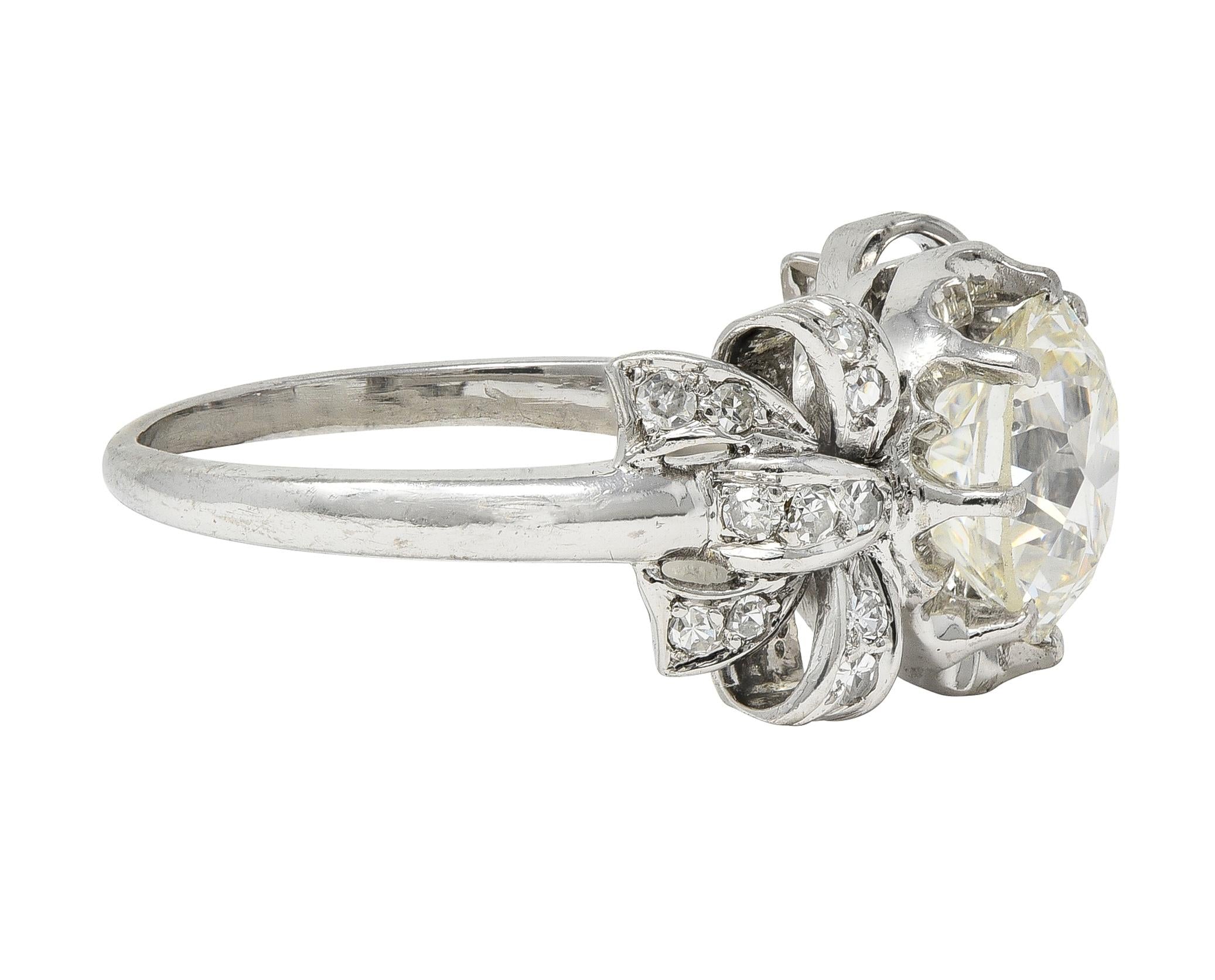 Mid-Century 2.00 CTW Diamond Platinum Vintage Bow Engagement Ring