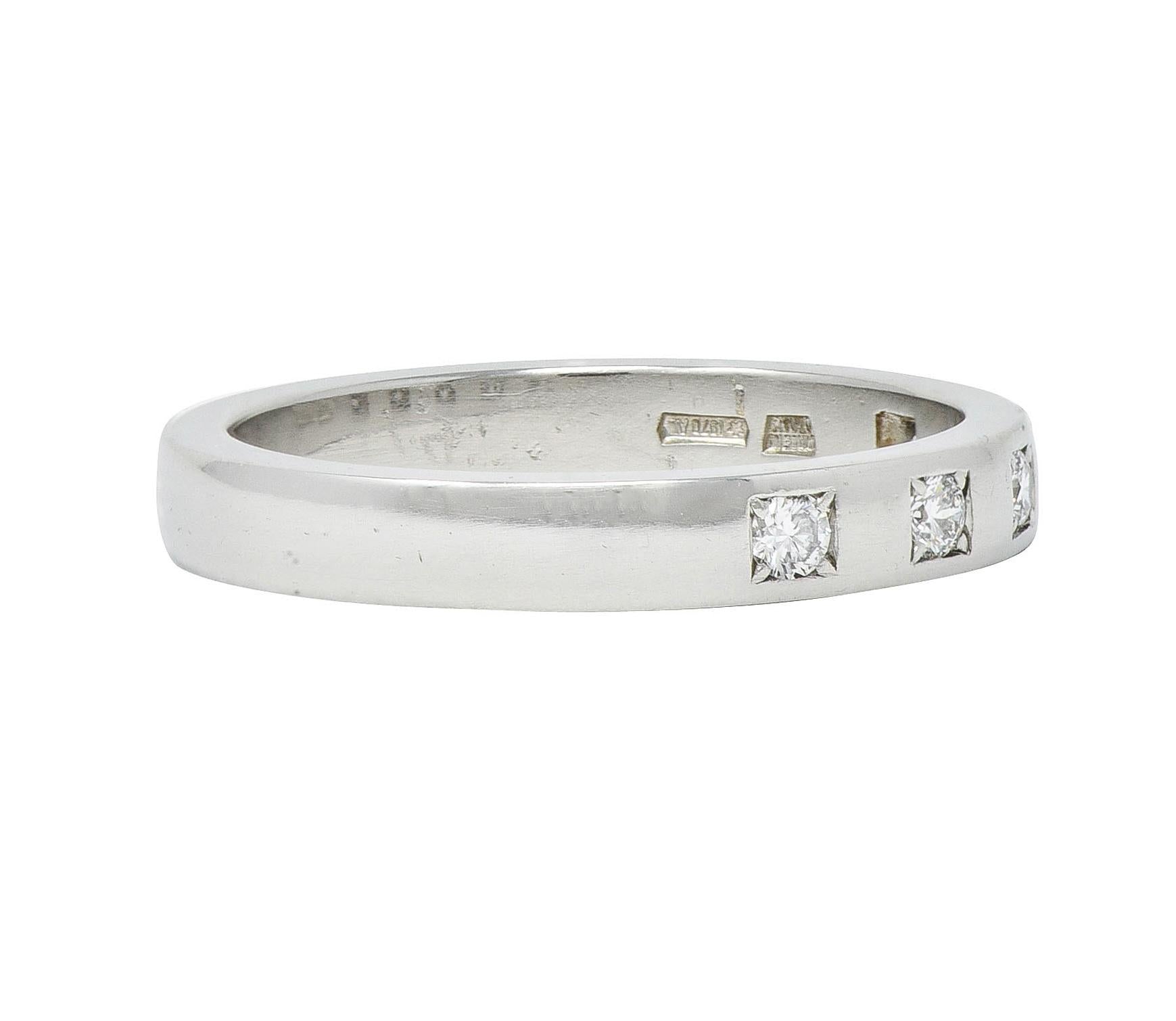 Bulgari 1990's Diamond Platinum Five Stone Vintage Stacking Band Ring