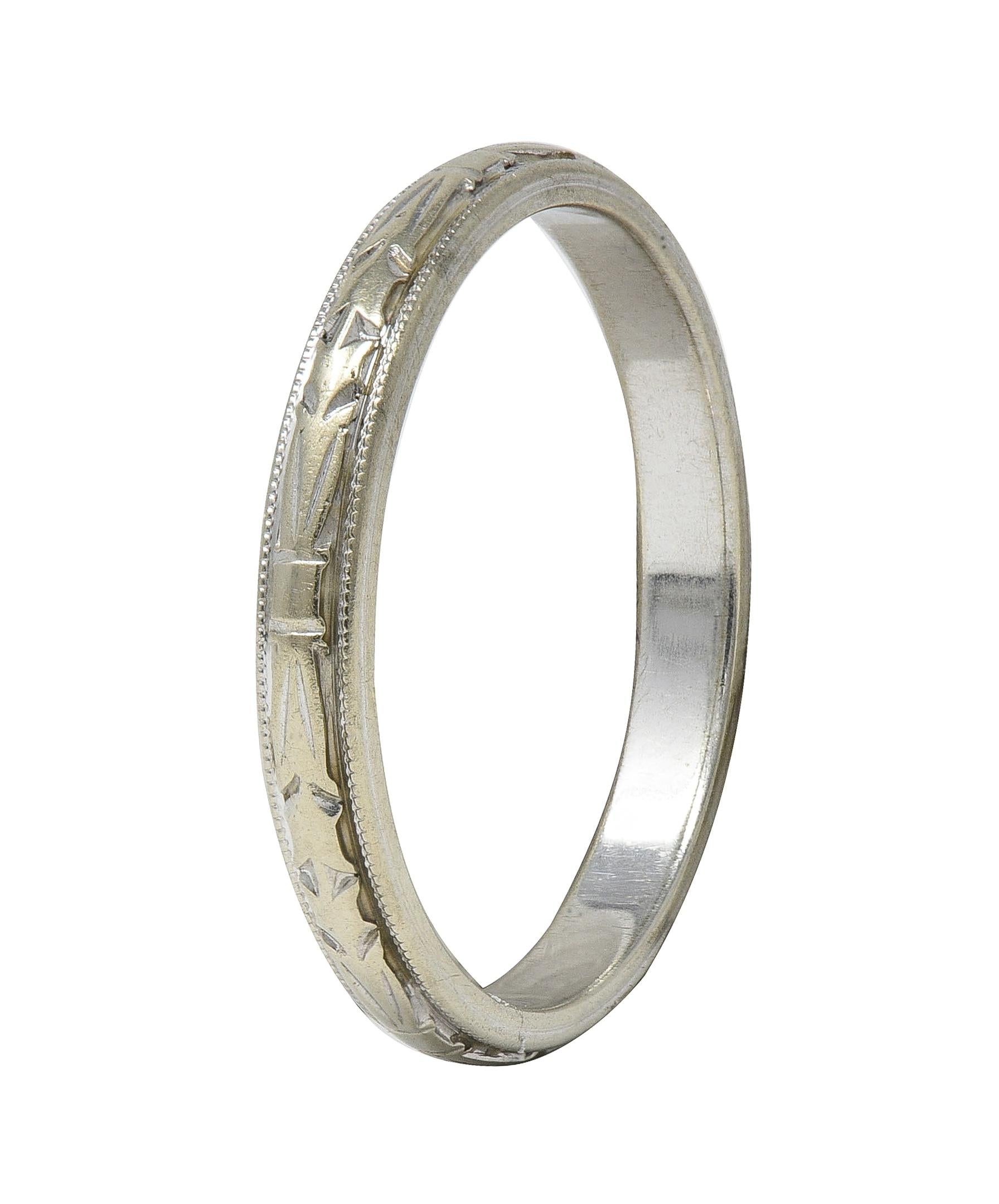 Art Deco Woods & Sons 18 Karat Gold Vintage Orange Blossom Wedding Band Ring