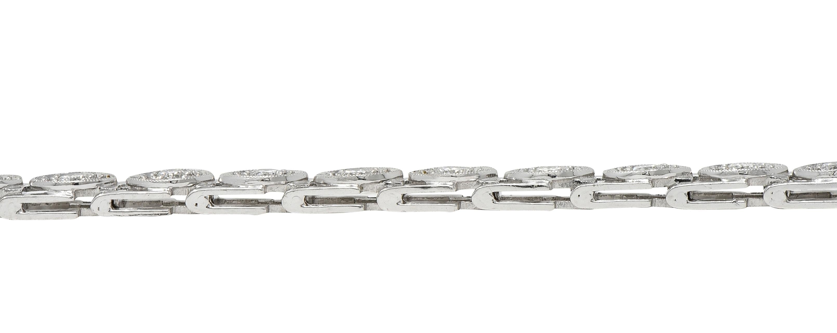 Art Deco 1.50 CTW Round Diamond Platinum Vintage Navette Line Bracelet