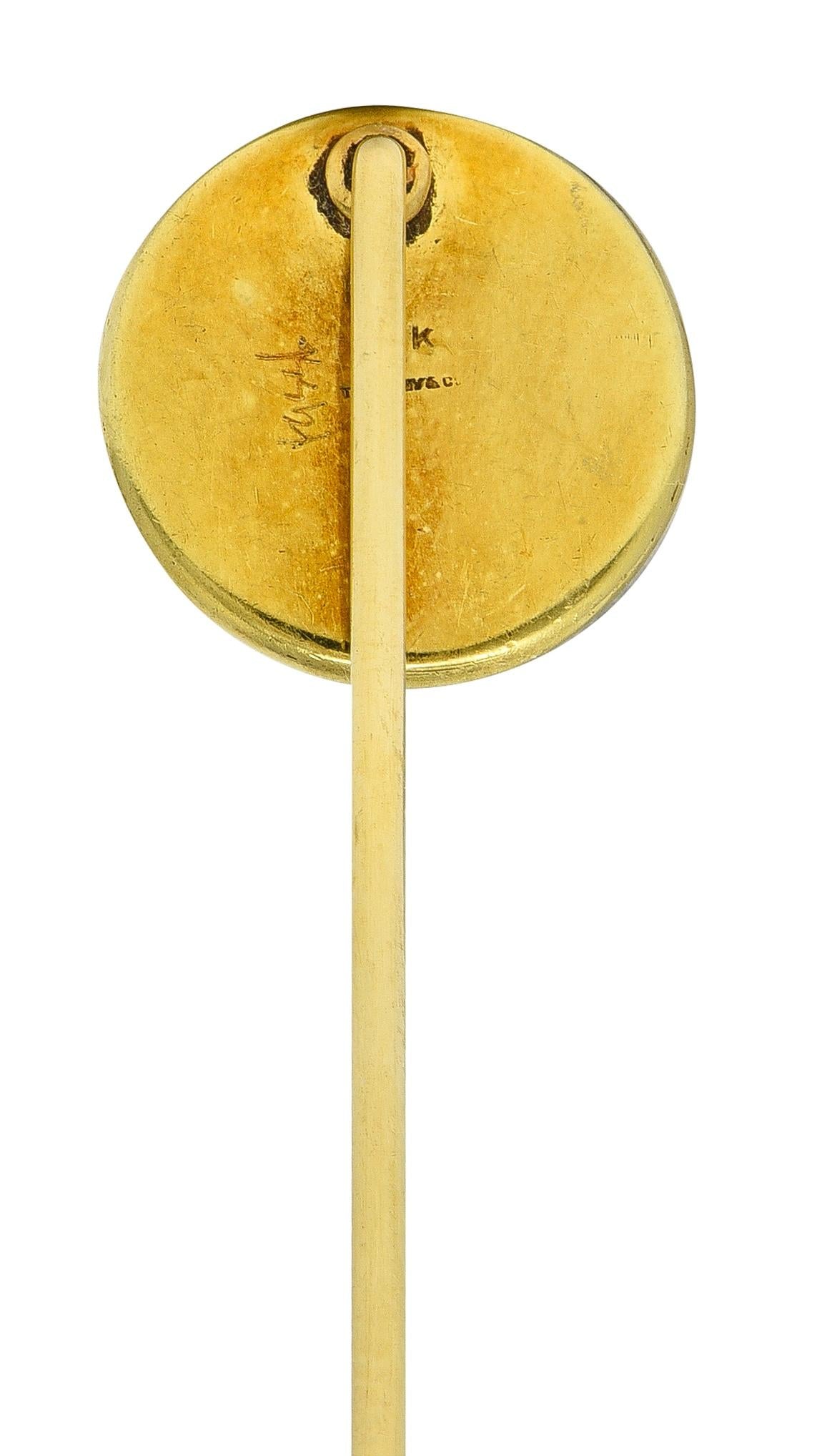 Tiffany & Co. Edwardian Essex Crystal 14K Gold Antique Pekingese Dog Stickpin