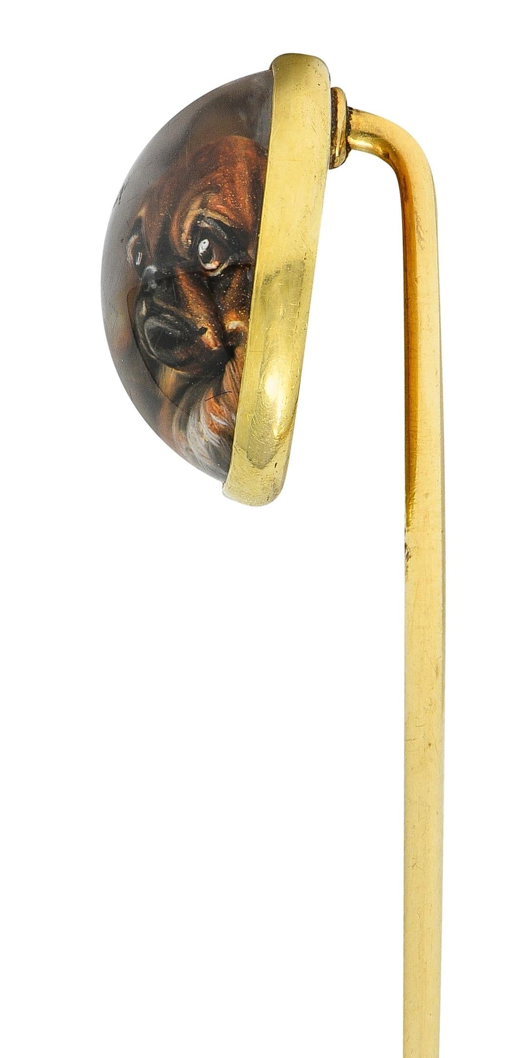 Tiffany & Co. Edwardian Essex Crystal 14K Gold Antique Pekingese Dog Stickpin