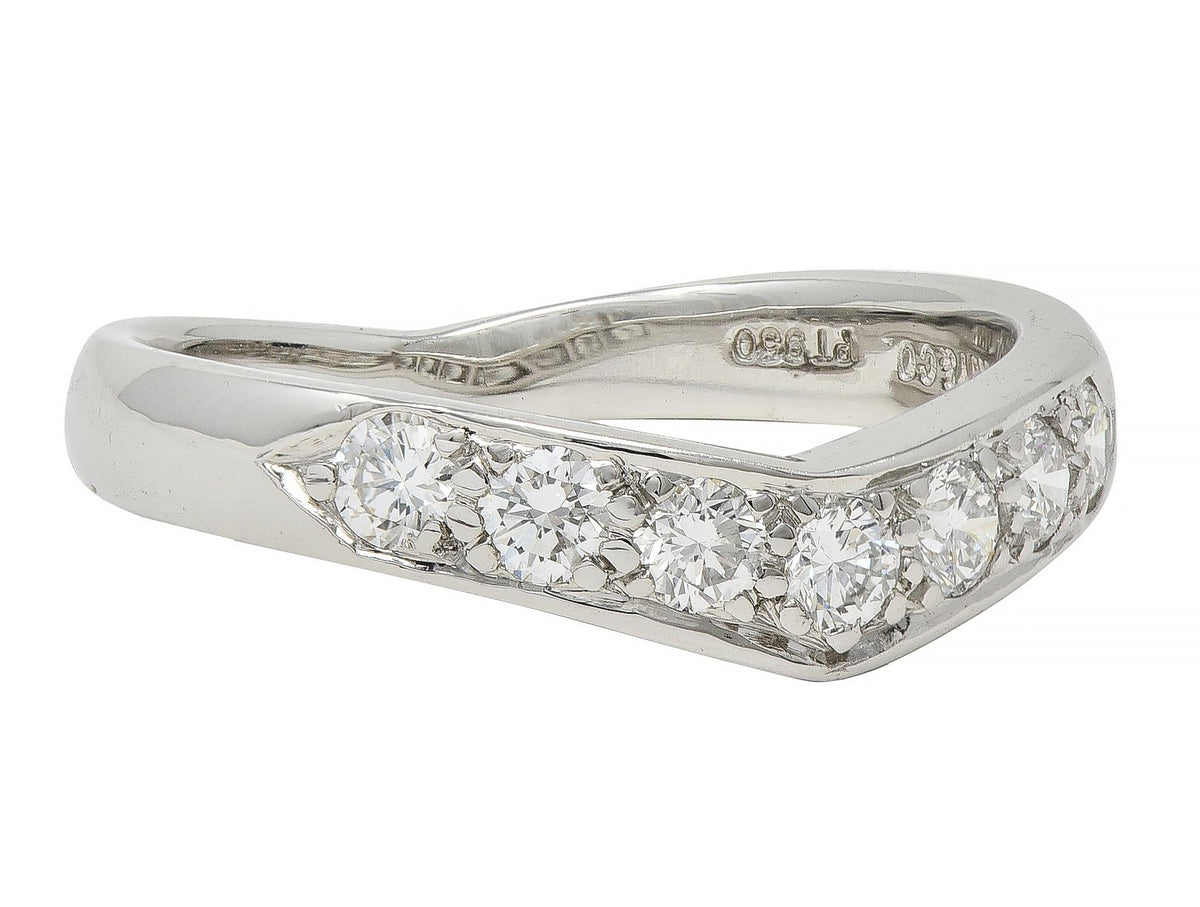 Tiffany & Co. Contemporary Diamond Platinum Chevron V Band Ring