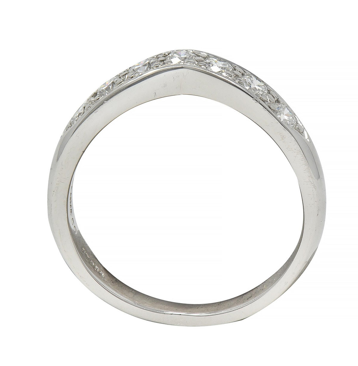 Tiffany & Co. Contemporary Diamond Platinum Chevron V Band Ring