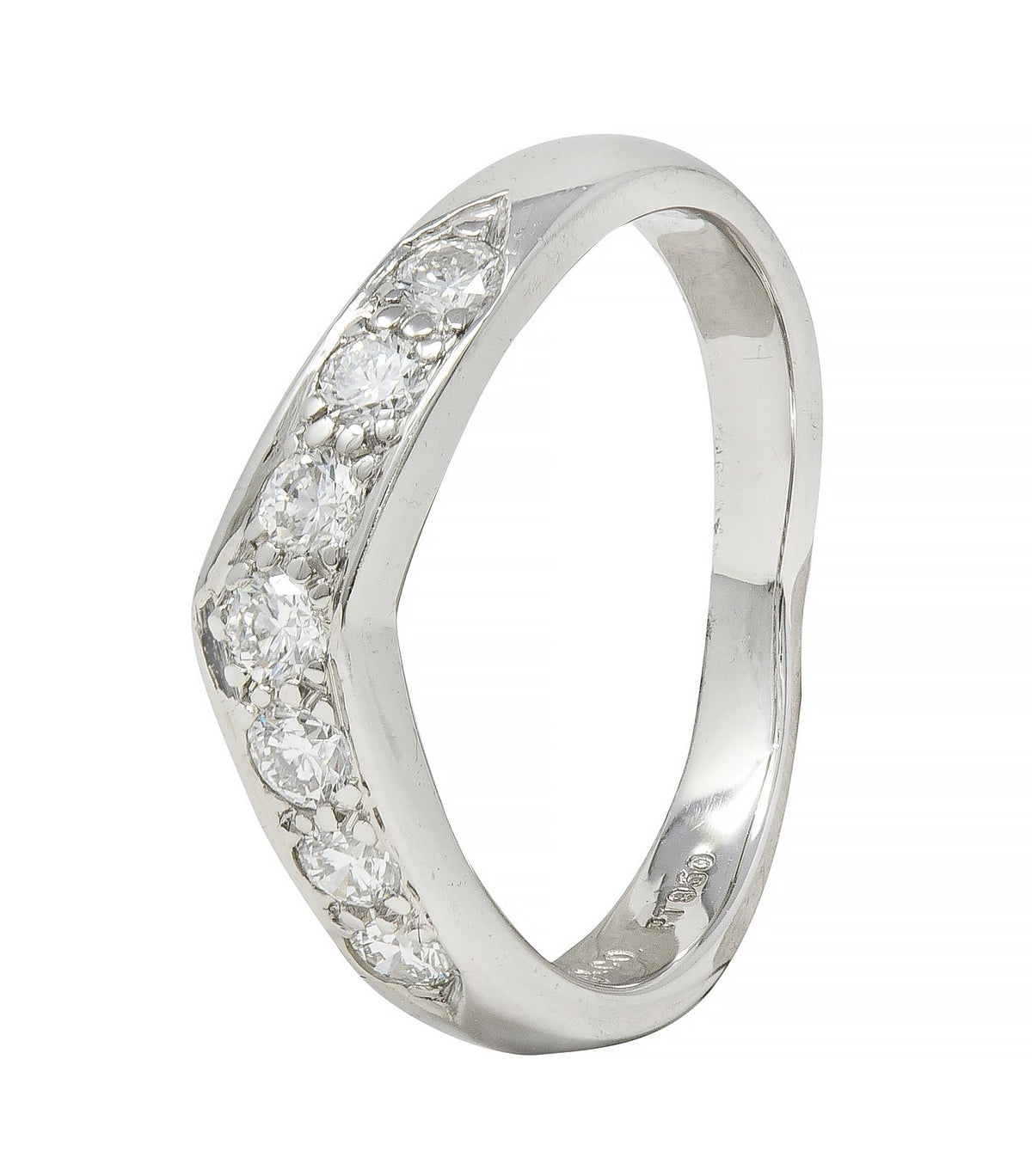 Tiffany & Co. Contemporary Diamond Platinum Chevron V Band Ring