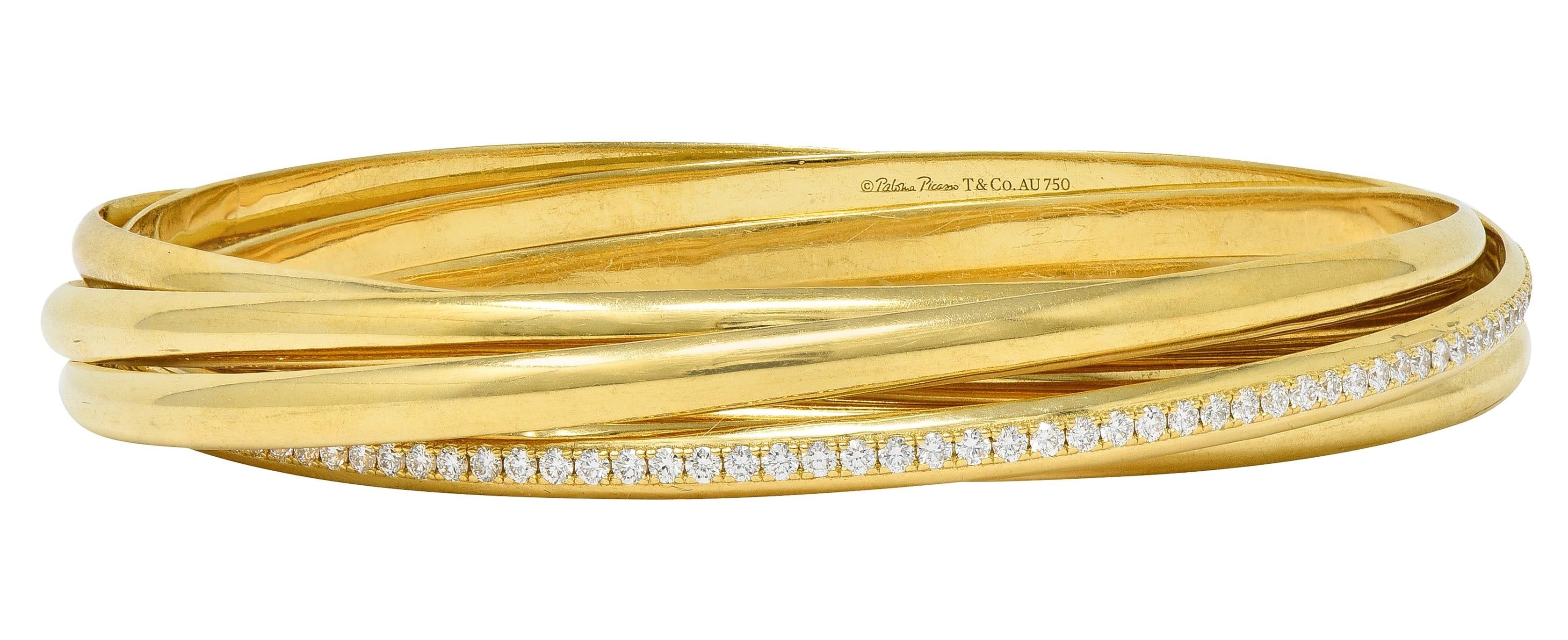 Paloma Picasso Tiffany & Co. 18K Gold Vintage Melody Rolling Bangle Bracelet