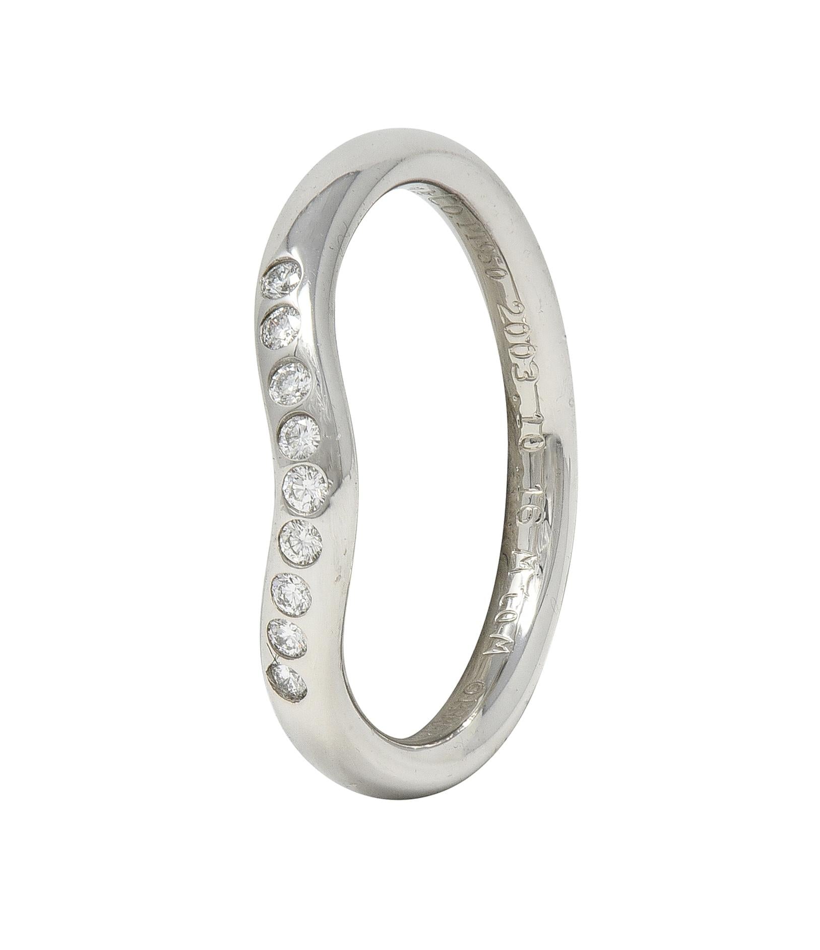 Elsa Peretti Tiffany & Co. 2003 Diamond Platinum Contour Wedding Band Ring