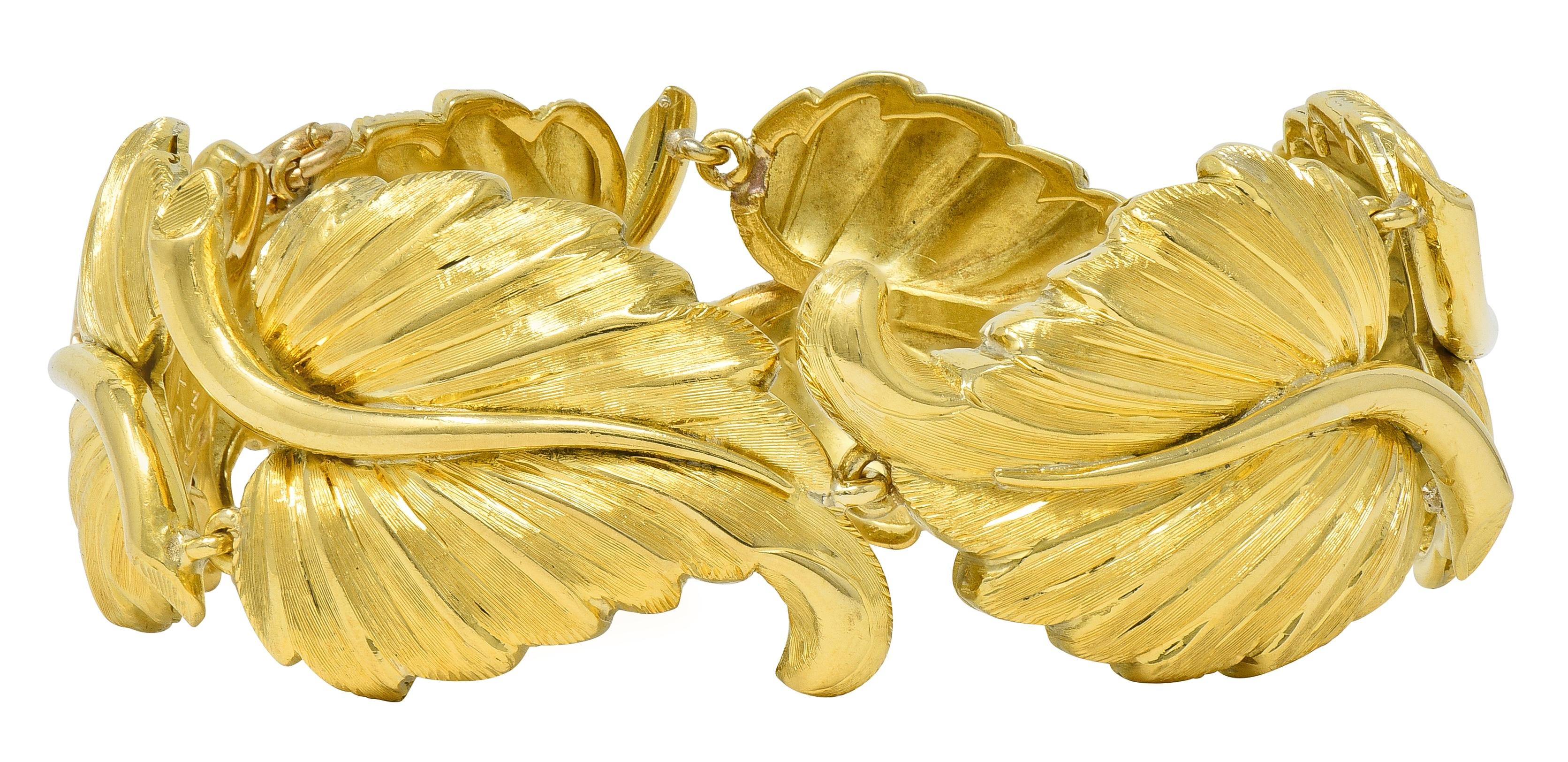 Tiffany & Co. 1950's 18 Karat Yellow Gold Vintage Foliate Link Bracelet