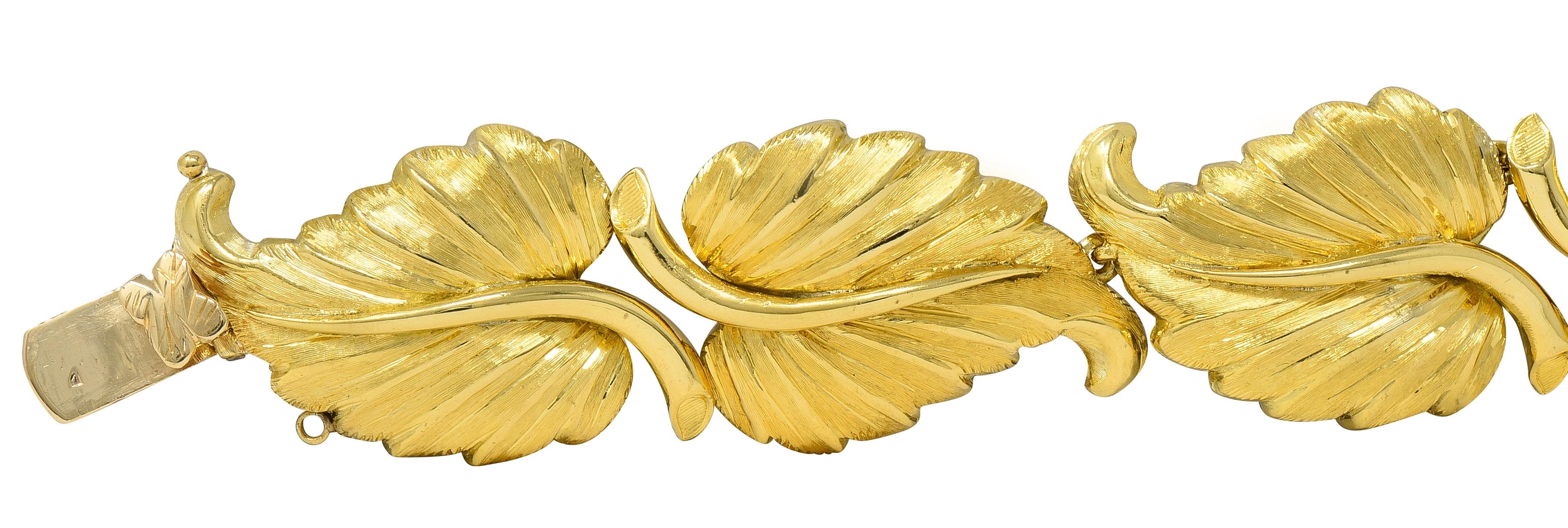 Tiffany & Co. 1950's 18 Karat Yellow Gold Vintage Foliate Link Bracelet