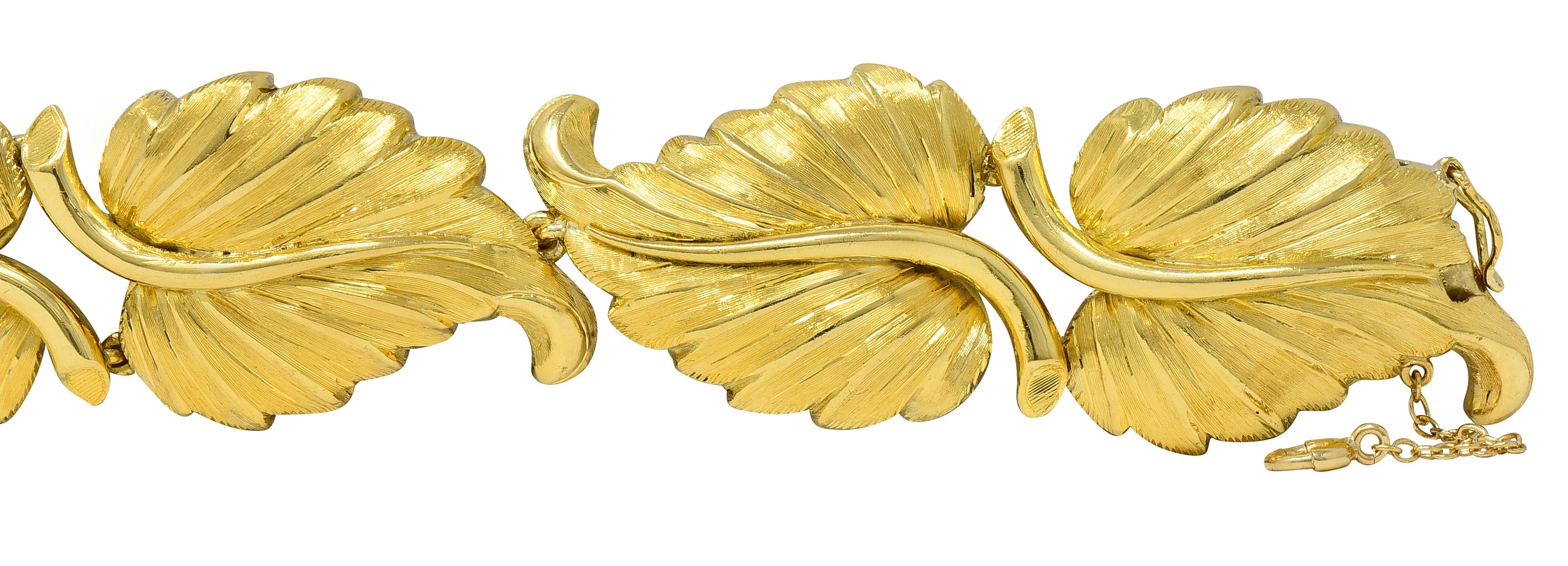 Tiffany & Co. 1950's 18 Karat Yellow Gold Vintage Foliate Link Bracelet