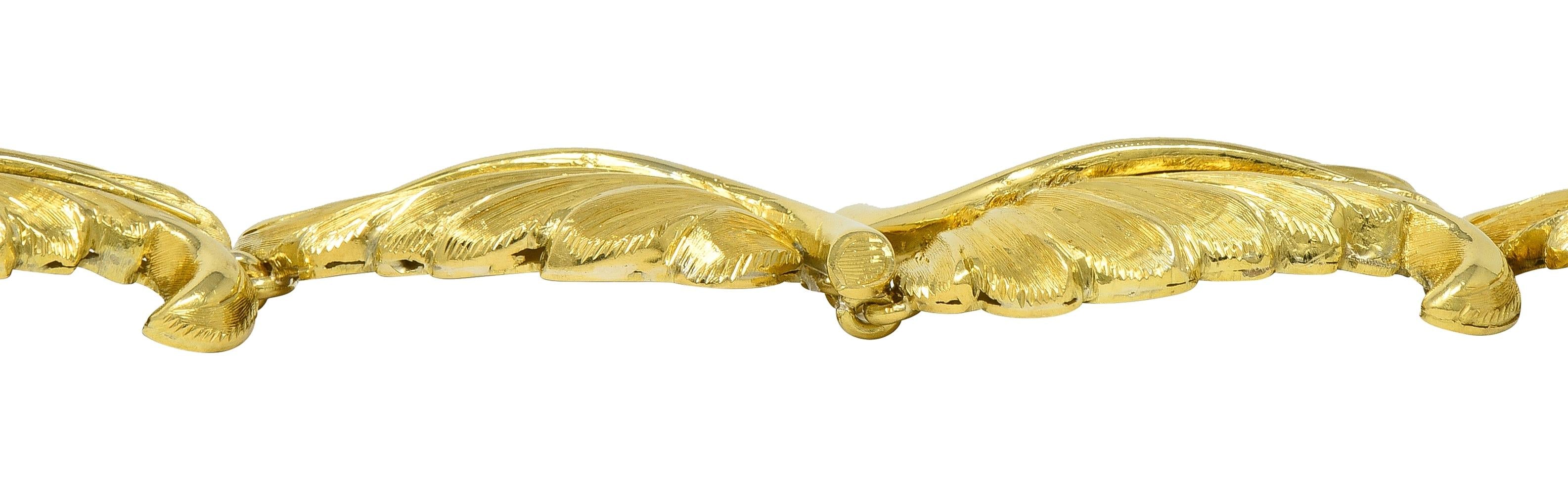 Tiffany & Co. 1950's 18 Karat Yellow Gold Vintage Foliate Link Bracelet