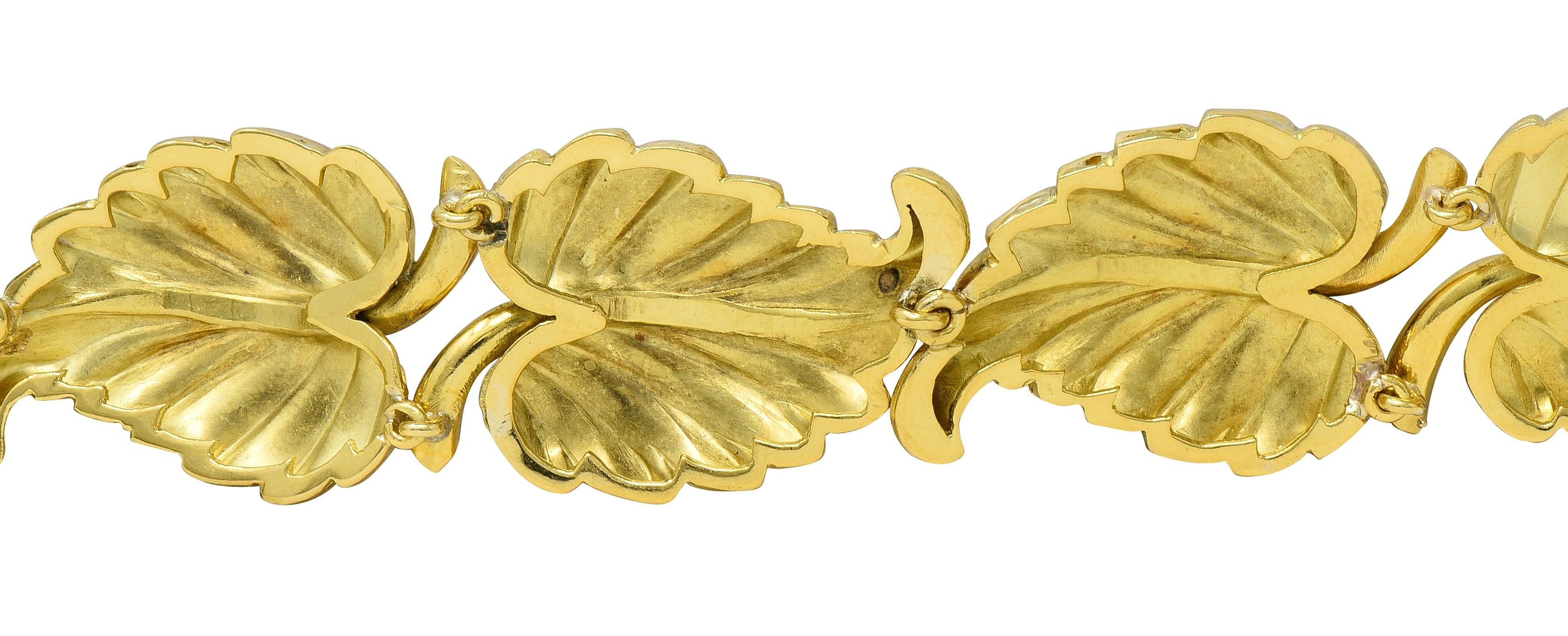 Tiffany & Co. 1950's 18 Karat Yellow Gold Vintage Foliate Link Bracelet