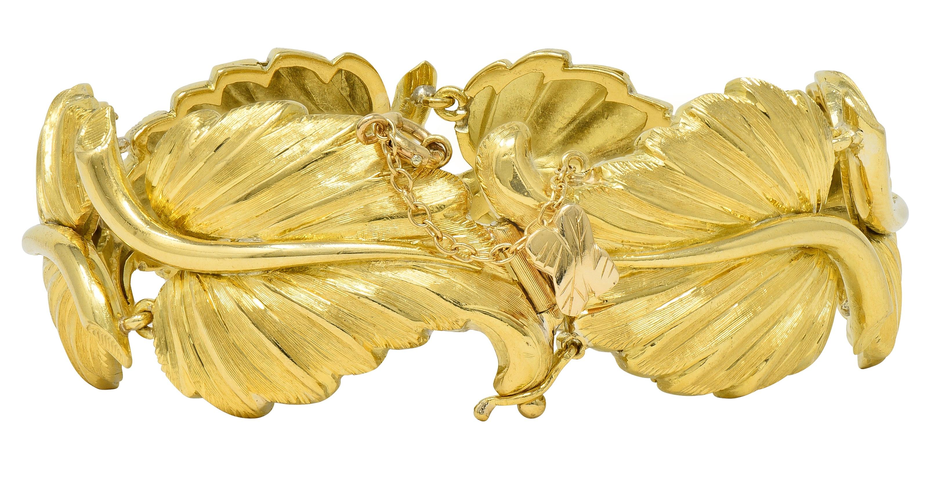 Tiffany & Co. 1950's 18 Karat Yellow Gold Vintage Foliate Link Bracelet