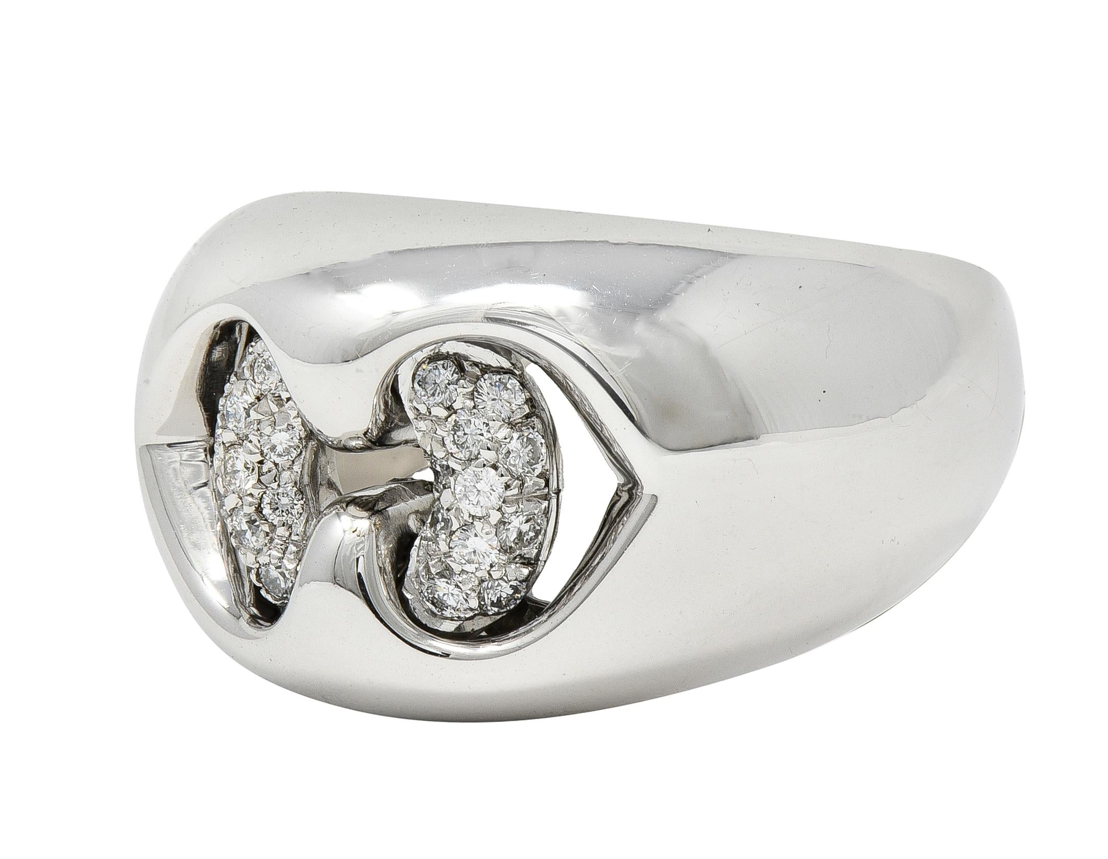 Bulgari Contemporary Diamond 18 Karat White Gold Domed Abbraccio Ring