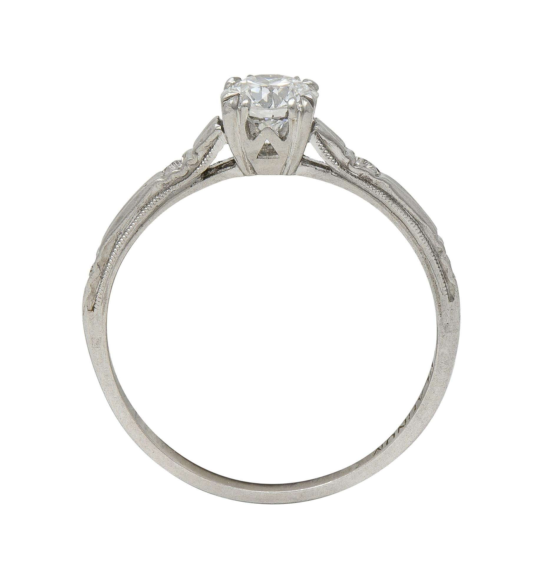 Art Deco 0.48 CTW Diamond Platinum Vintage Solitaire Engagement Ring
