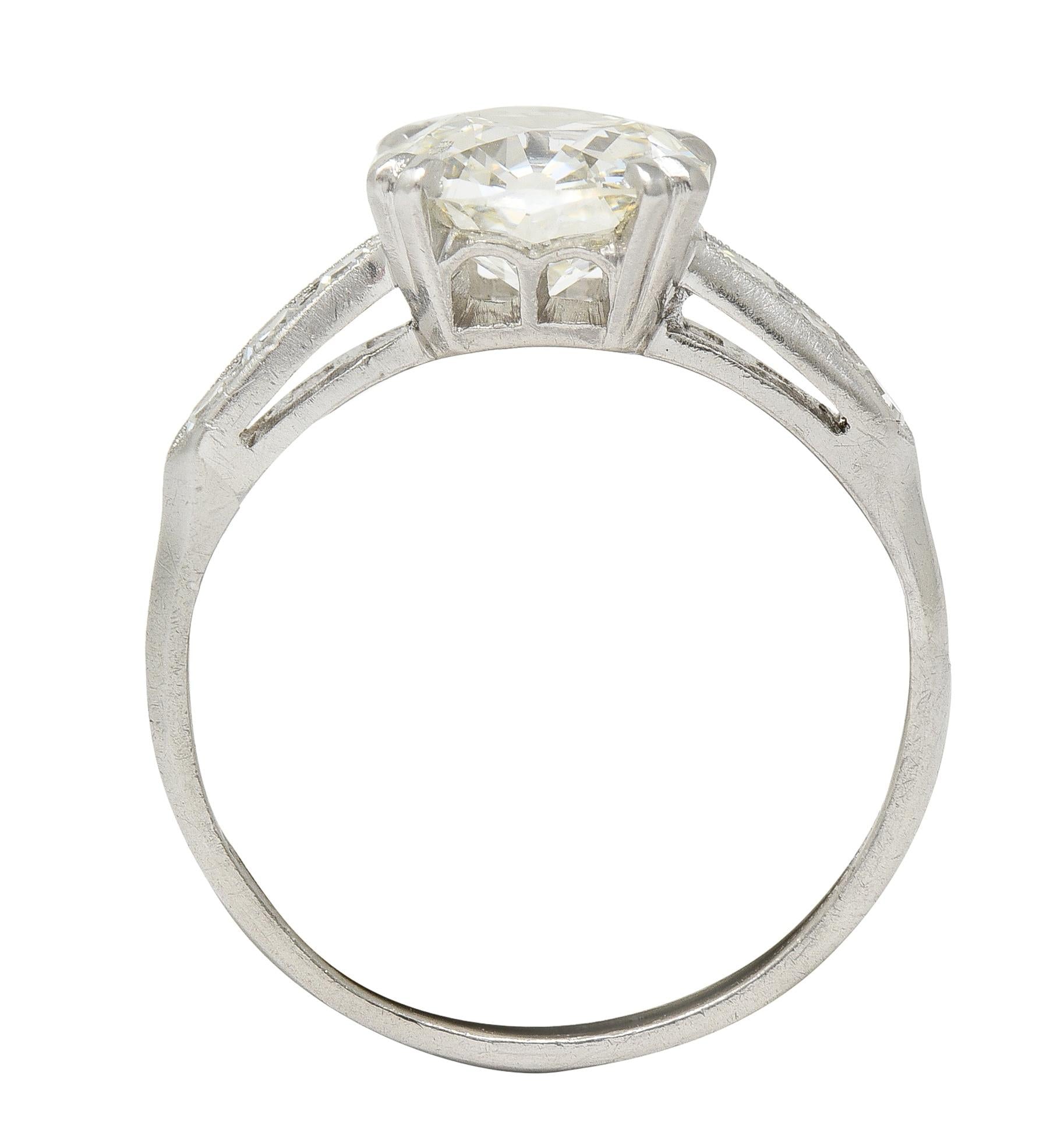 Mid-Century 1.71 CTW Old Mine Cut Diamond Platinum Vintage Engagement Ring GIA