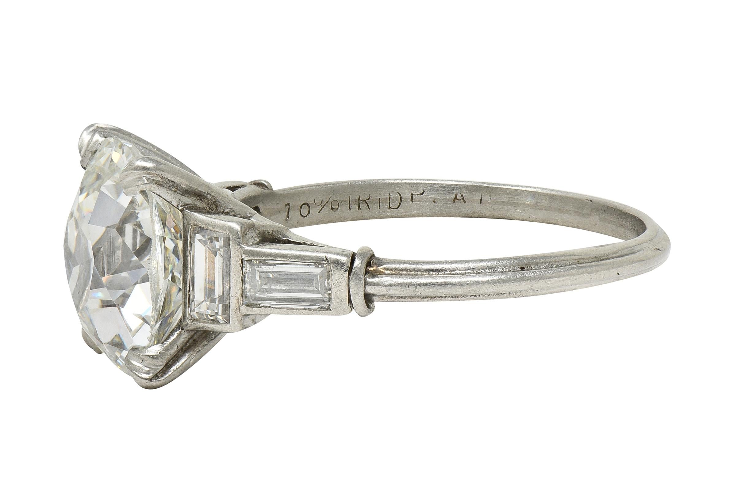 Art Deco 3.18 CTW Mine Cut Diamond Platinum Vintage Geometric Engagement Ring