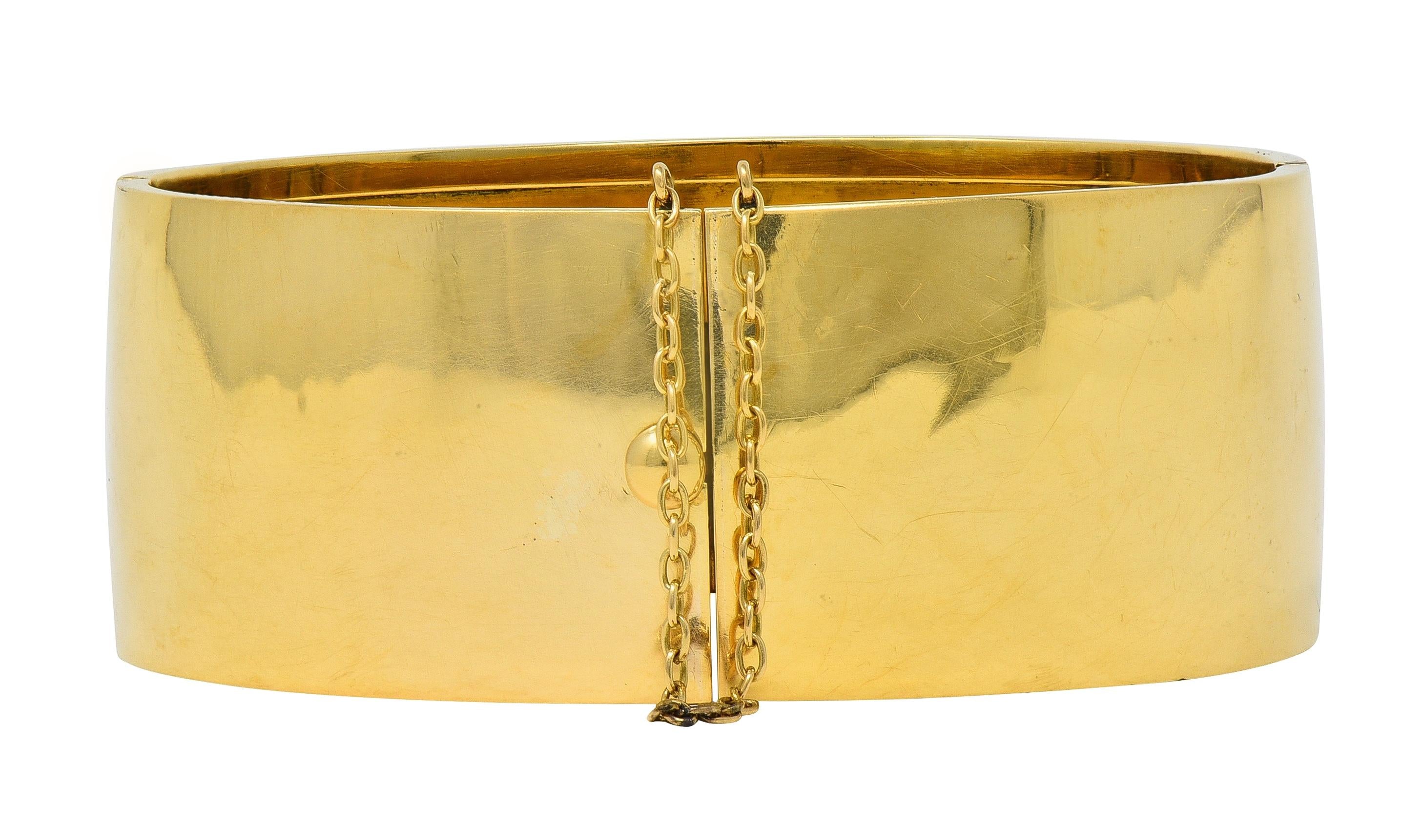 Victorian Enamel 18 Karat Yellow Gold Antique Forget-Me-Not Bangle Bracelet