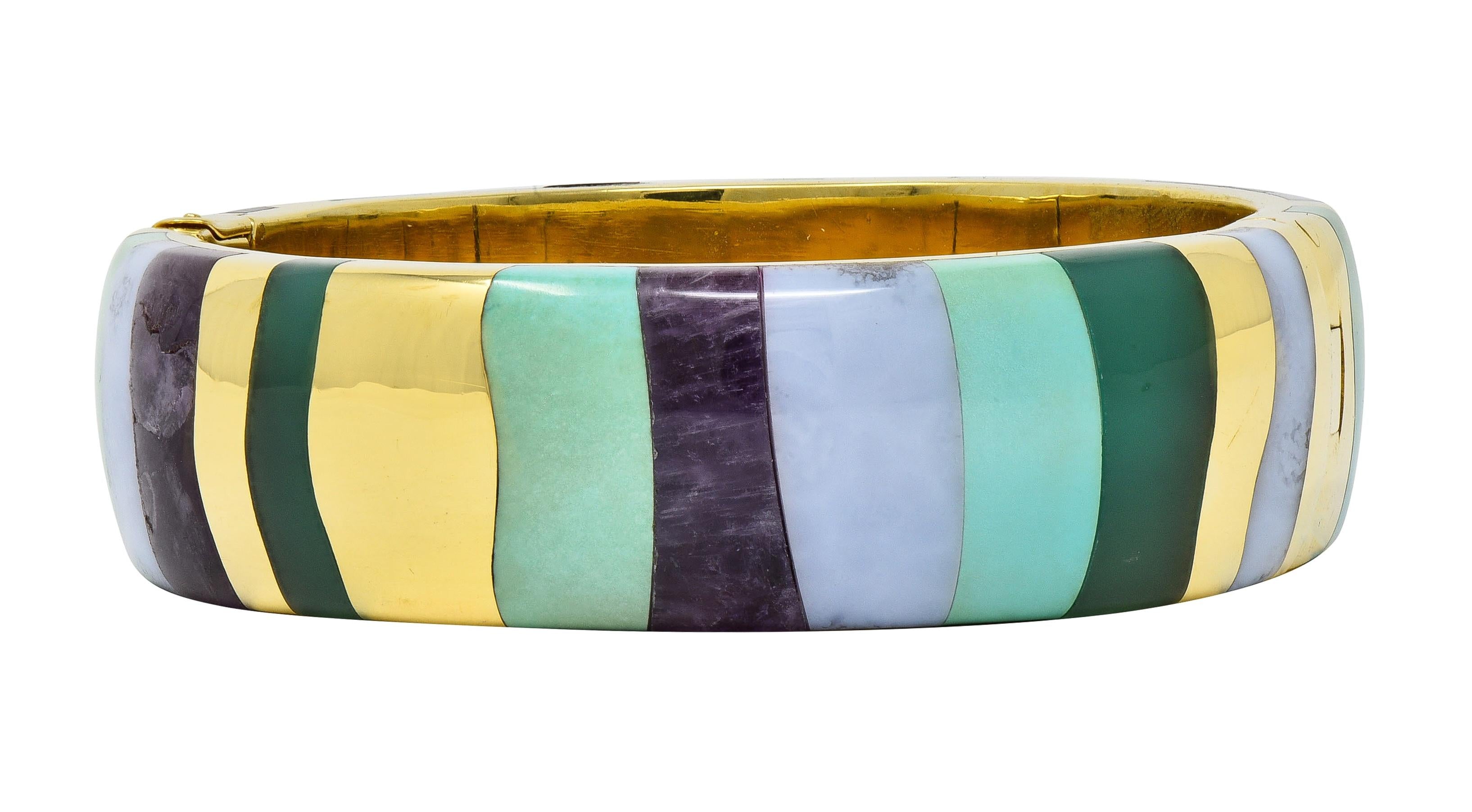 Tiffany & Co. Angela Cummings 1980's Multi-Gem 18K Gold Vintage Bangle Bracelet