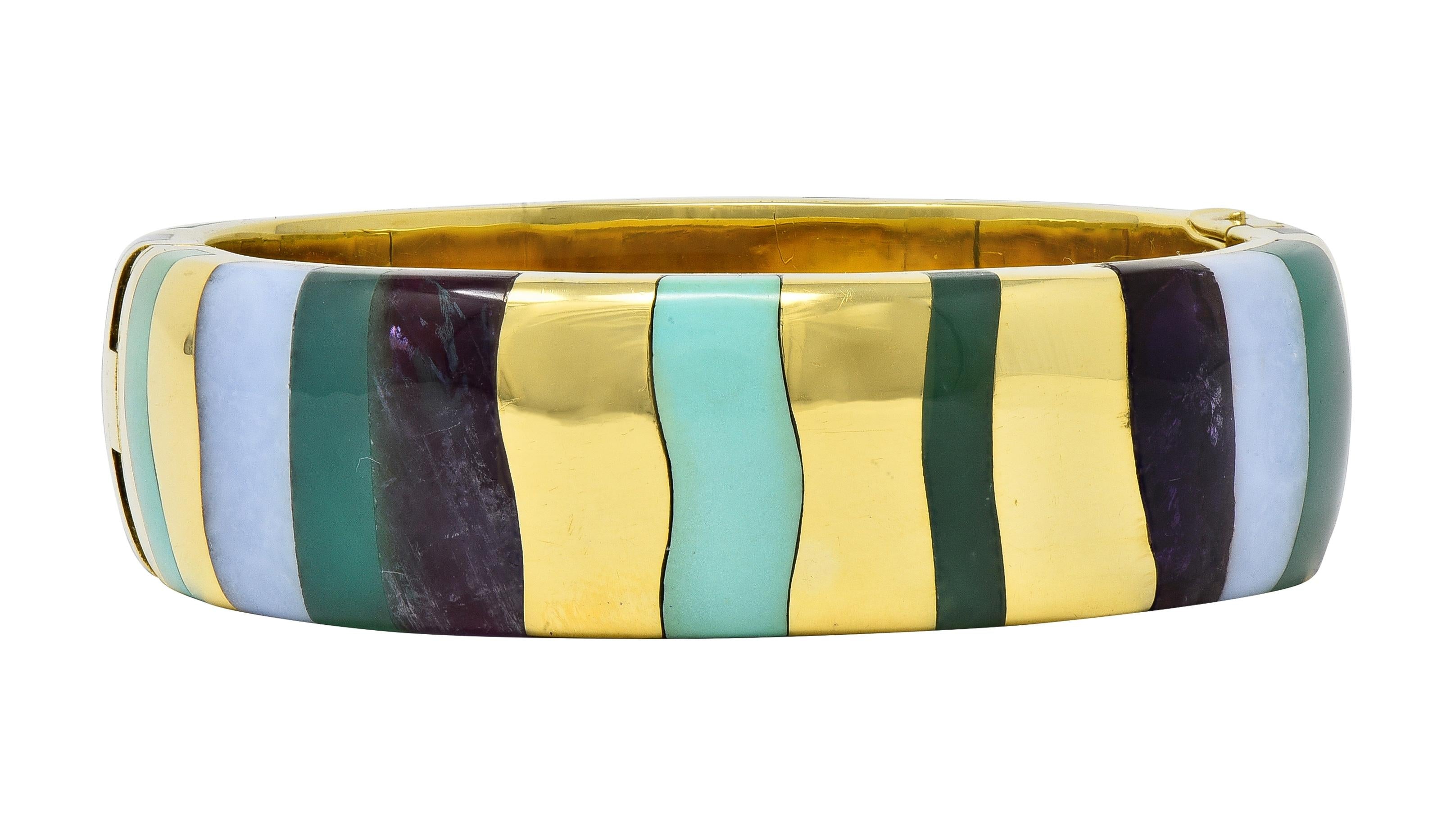 Tiffany & Co. Angela Cummings 1980's Multi-Gem 18K Gold Vintage Bangle Bracelet