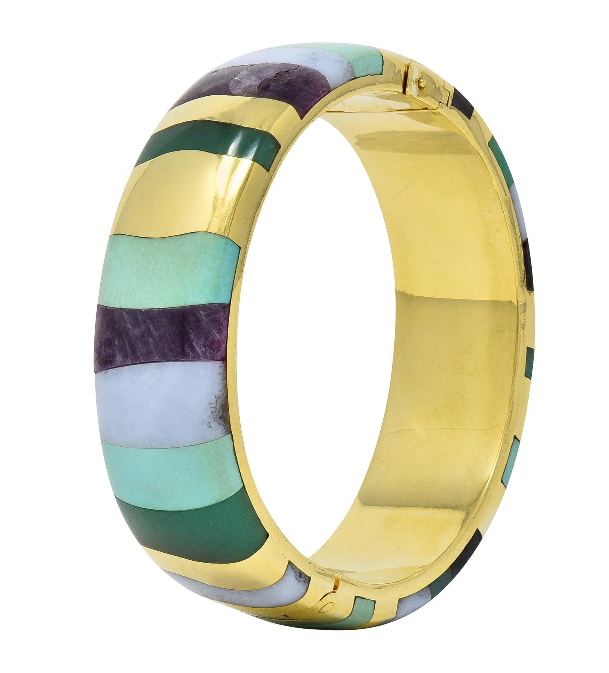 Tiffany & Co. Angela Cummings 1980's Multi-Gem 18K Gold Vintage Bangle Bracelet