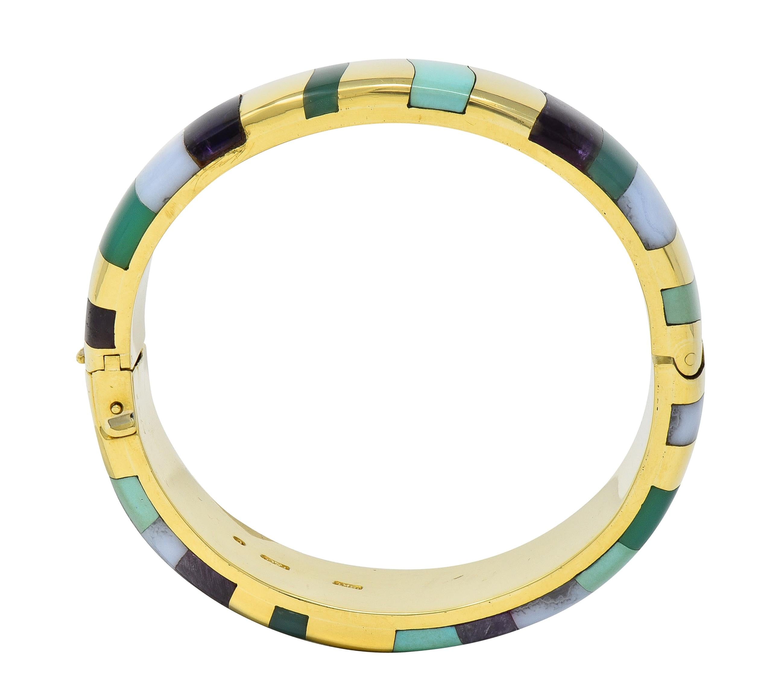 Tiffany & Co. Angela Cummings 1980's Multi-Gem 18K Gold Vintage Bangle Bracelet