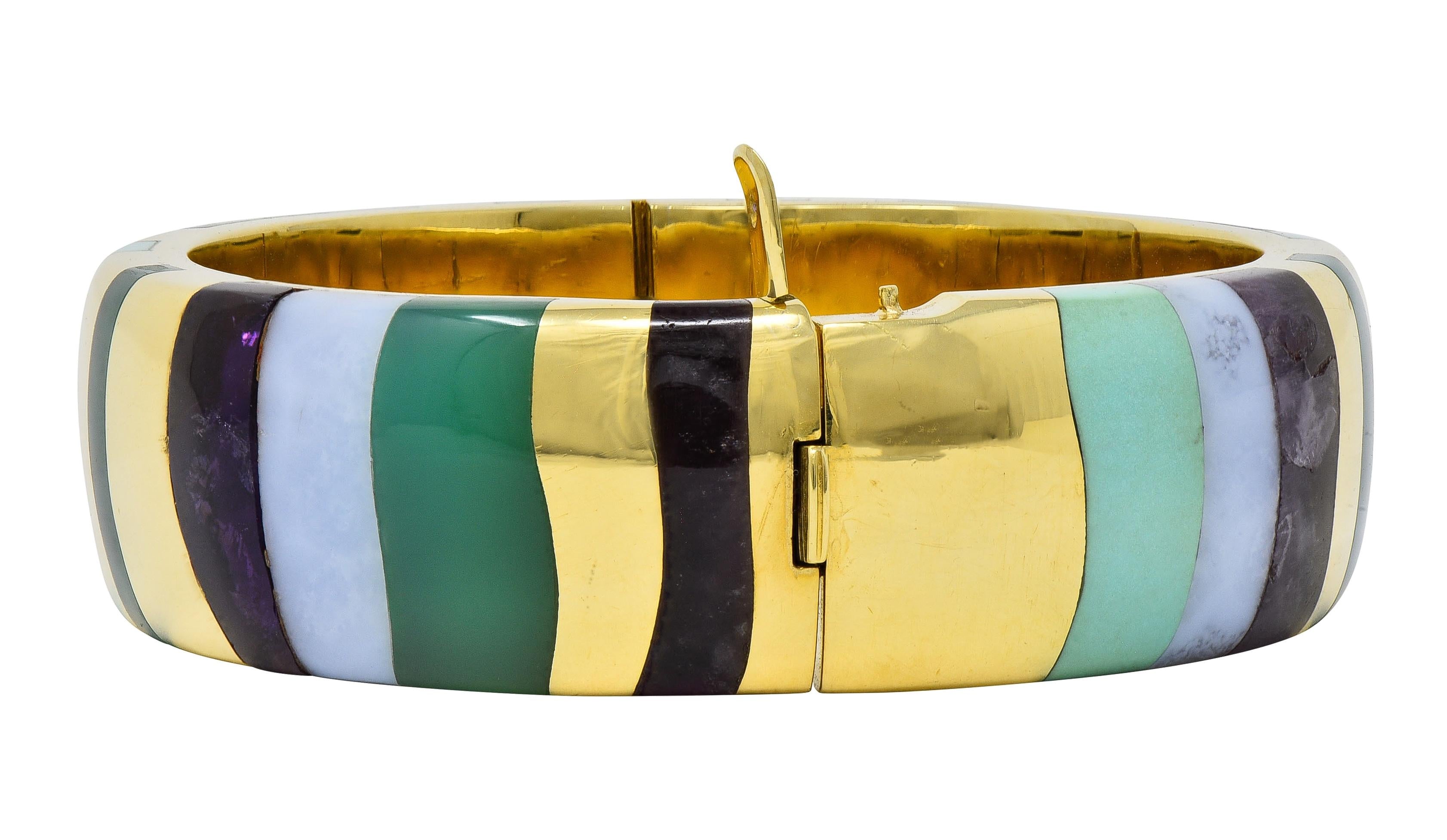 Tiffany & Co. Angela Cummings 1980's Multi-Gem 18K Gold Vintage Bangle Bracelet