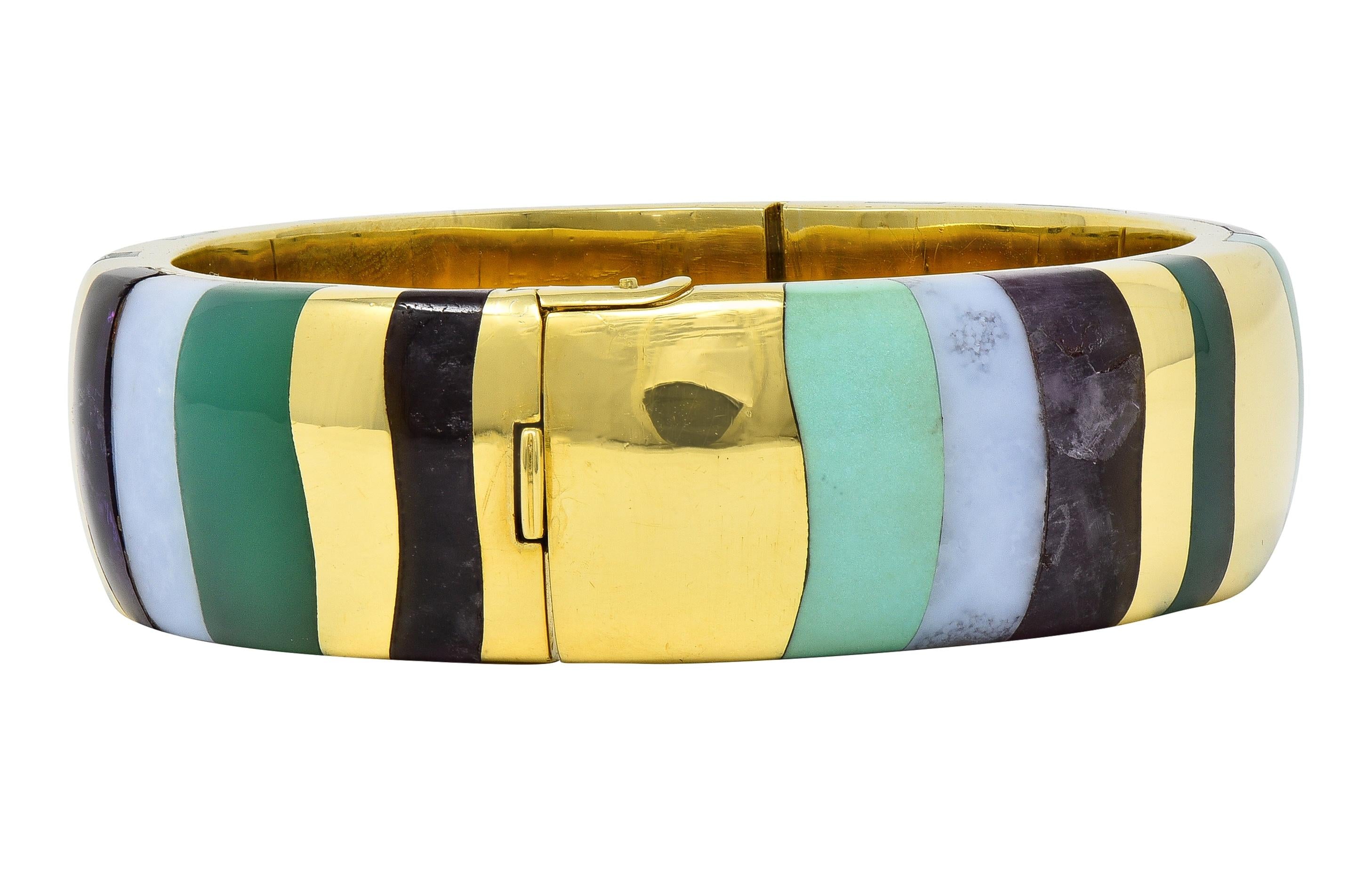 Tiffany & Co. Angela Cummings 1980's Multi-Gem 18K Gold Vintage Bangle Bracelet