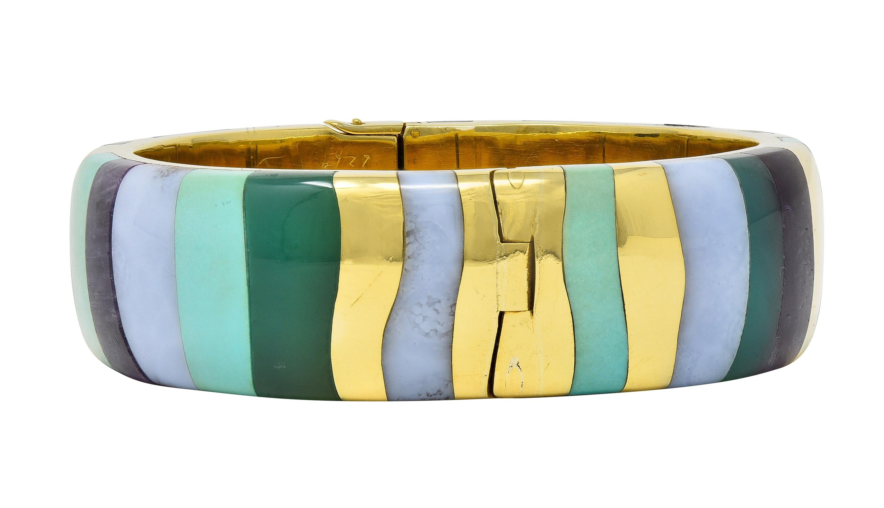 Tiffany & Co. Angela Cummings 1980's Multi-Gem 18K Gold Vintage Bangle Bracelet