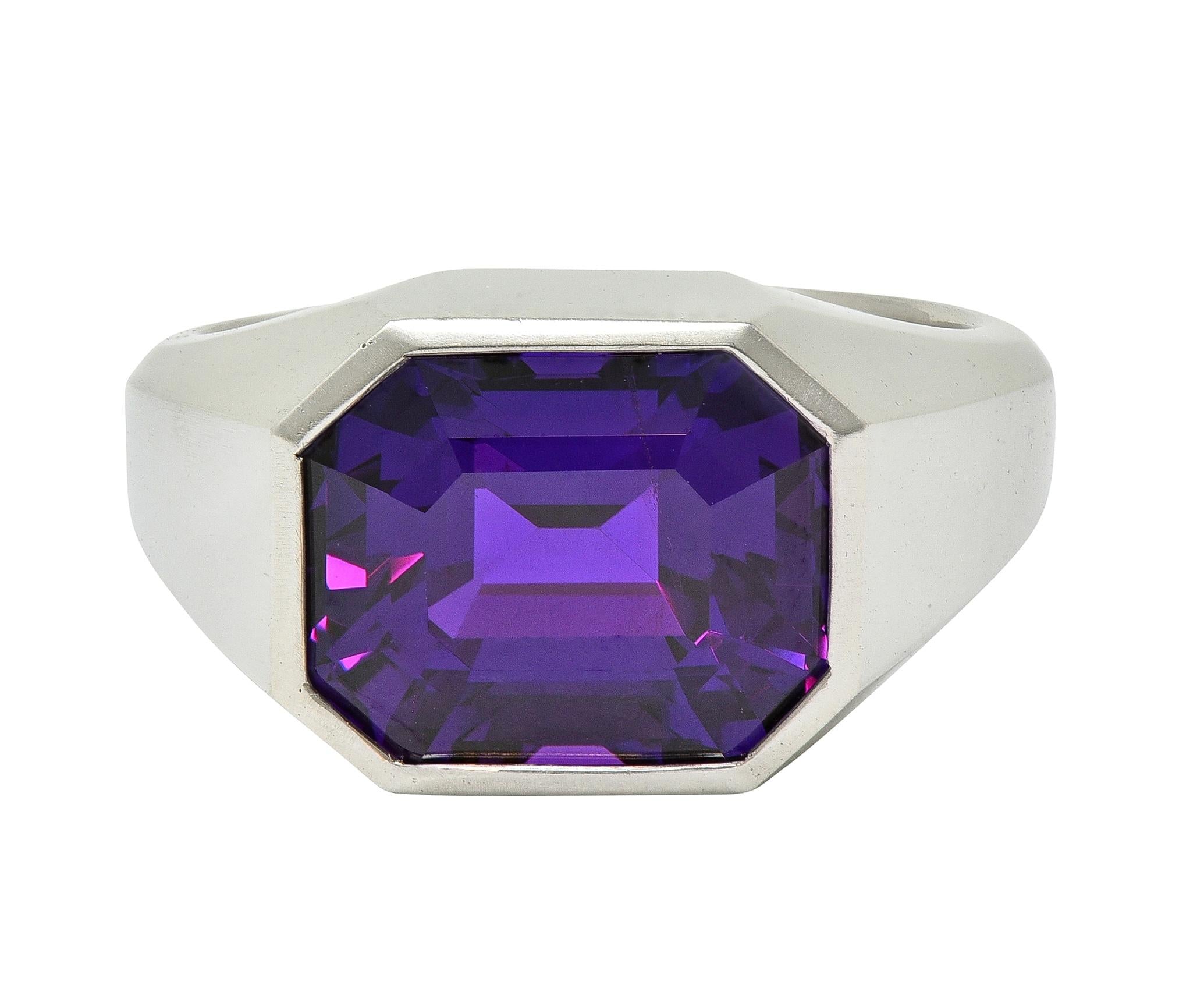 Cartier Art Deco No Heat Ceylon Purple Sapphire Platinum Unisex Signet Ring