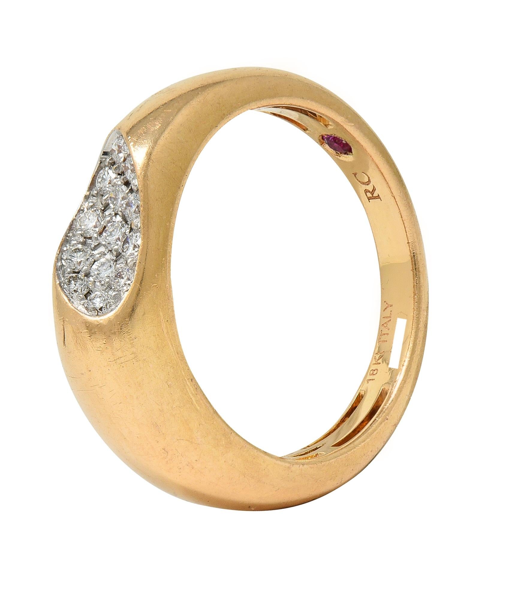 Roberto Coin Contemporary Diamond 18 Karat Two-Tone Gold Domed Capri Band Ring
