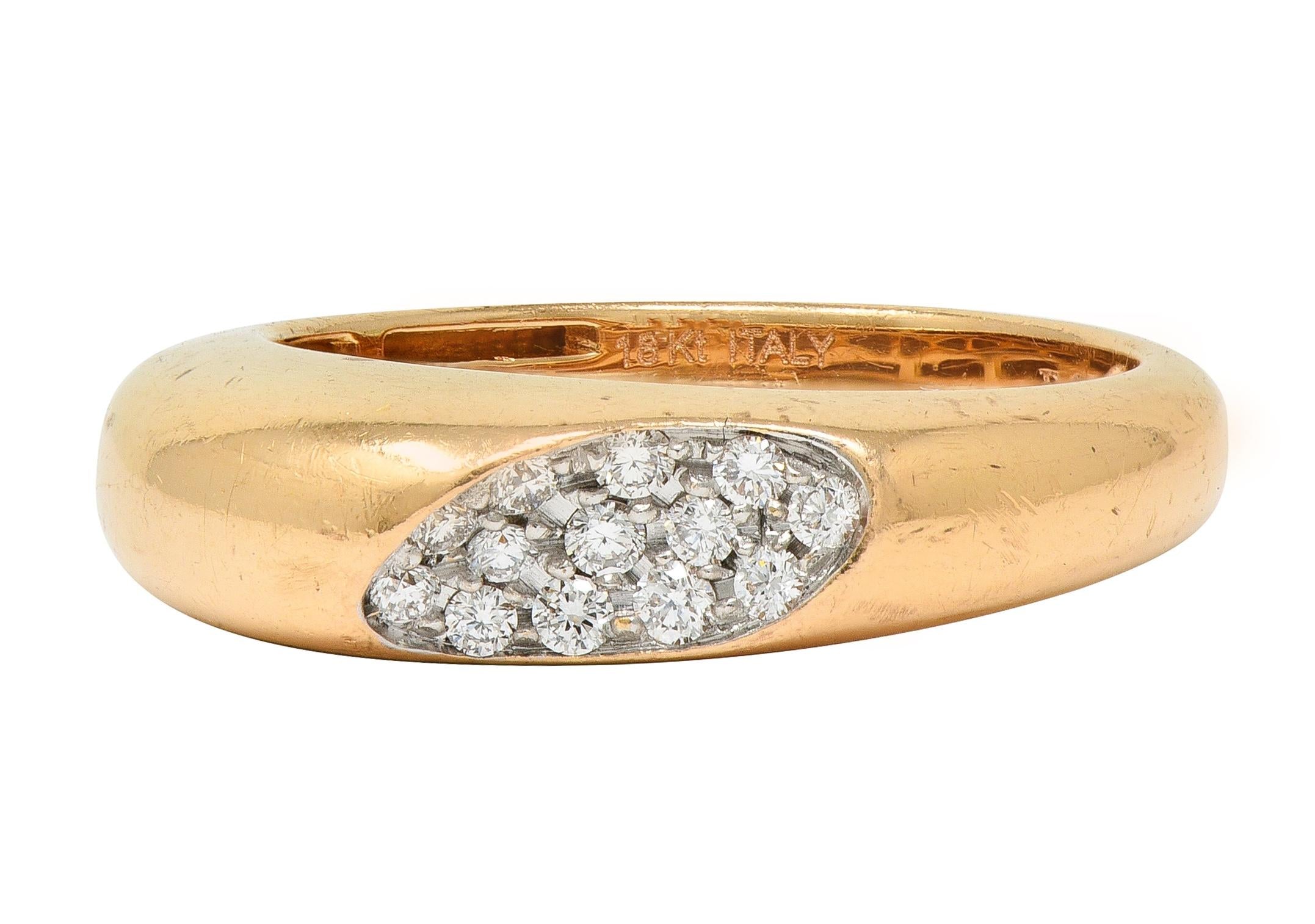 Roberto Coin Contemporary Diamond 18 Karat Two-Tone Gold Domed Capri Band Ring