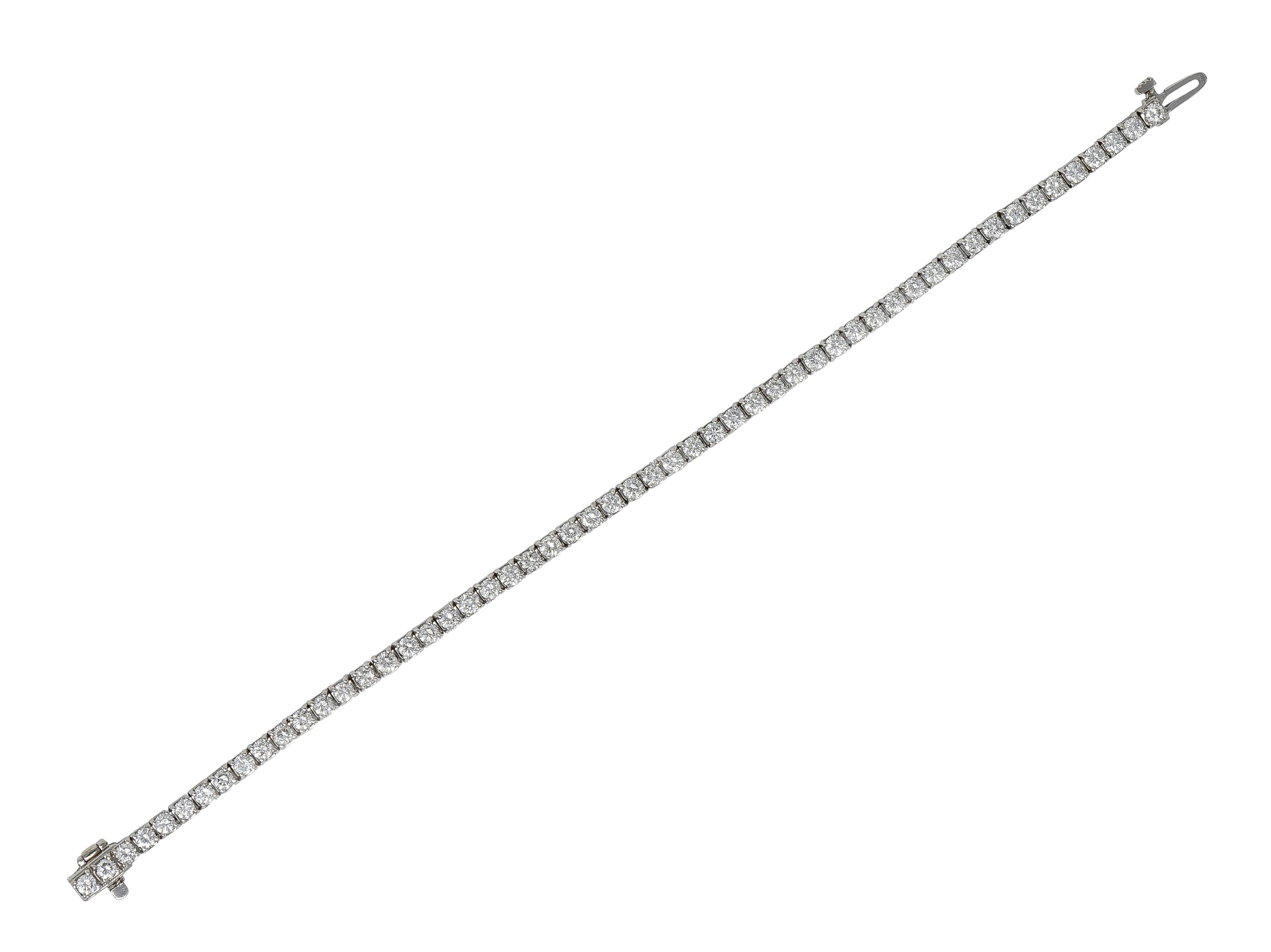 Contemporary 3.24 CTW Diamond 14 Karat White Gold Tennis Line Bracelet